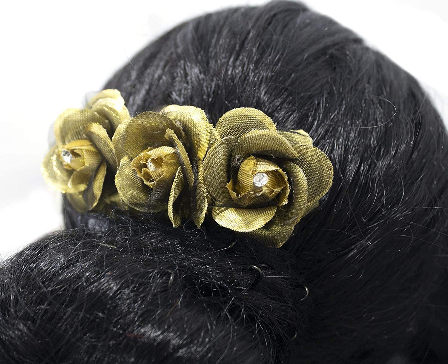 Wizme Flower Comb Clip Hair Accessories for Women & Girls - Red & Gold Hairpins for Weddings, Parties & Everyday Style