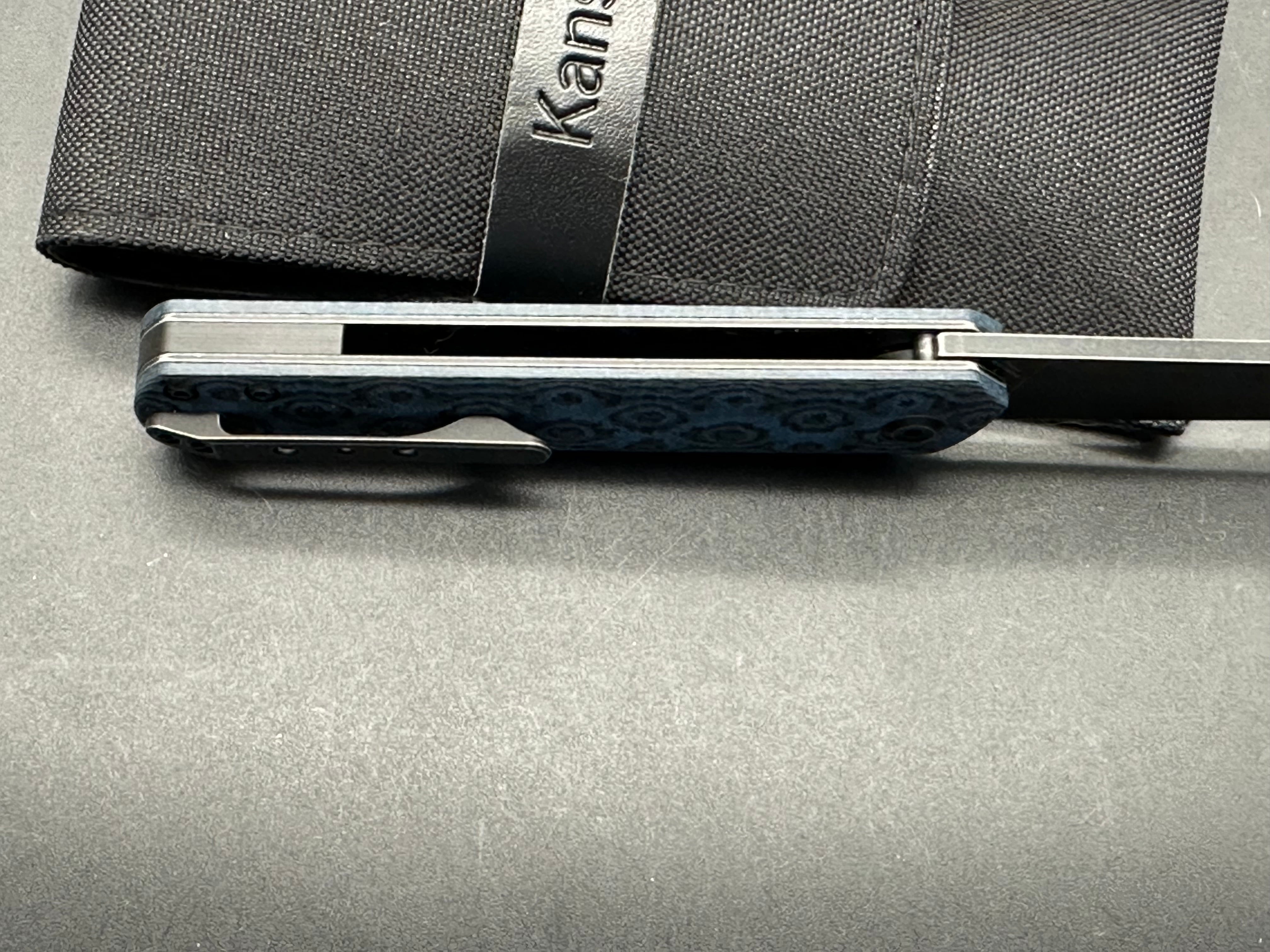 Kansept Foosa Slip Joint Pocket Knife - Black/Blue Carbon Fiber Handle, 3 Black SW Blades - EDC Folding Knife for Camping, Hiking & Everyday Carry