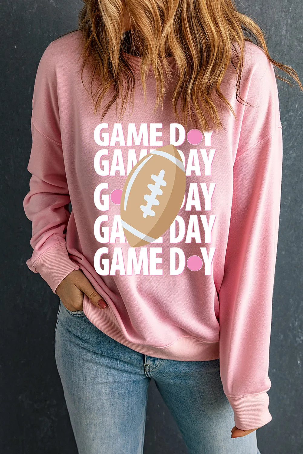 Game Day Round Neck Long Sleeve Sweatshirt - Comfortable Pullover for Sports Fans, Casual Wear & Outdoor Activities