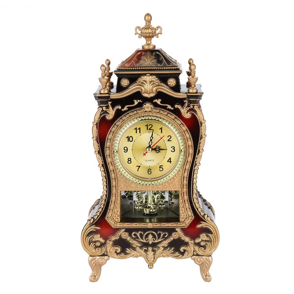 Vintage Retro Desk Clock - Antique Style Plastic Table Clock for Living Room, Home, Hotel Decor - Brownish Red | Perfect for Office, Bedroom, and Gift Giving