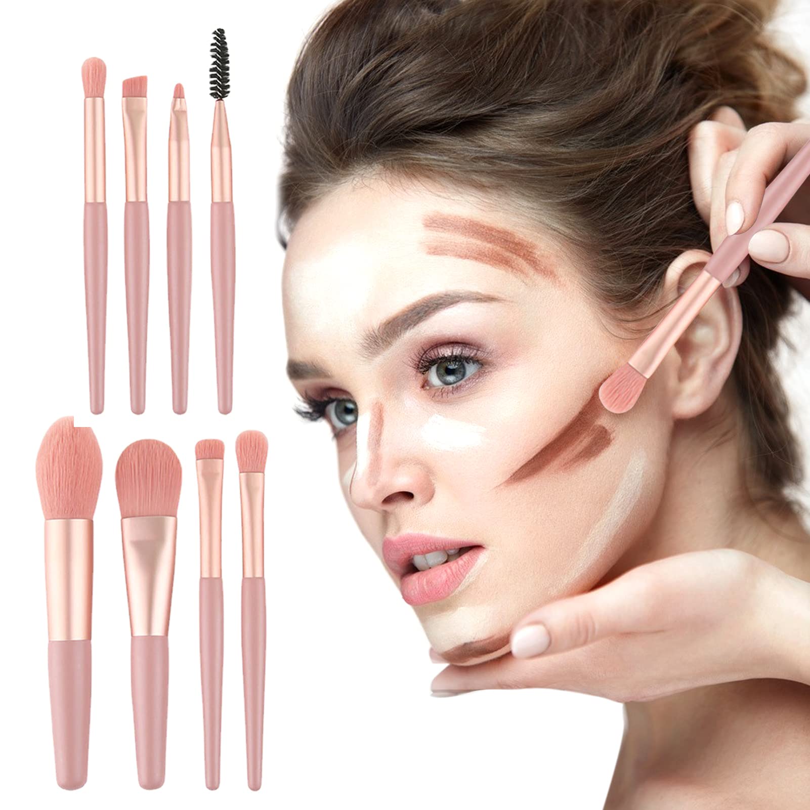 8PCS Professional Makeup Brush Set - Blush, Foundation, Eyeshadow, Concealer, Brow, Lip & Eyelash Brushes - Perfect for Beginners & Salon Use - Ideal for Daily Makeup, Special Occasions & Professional Makeup Artists