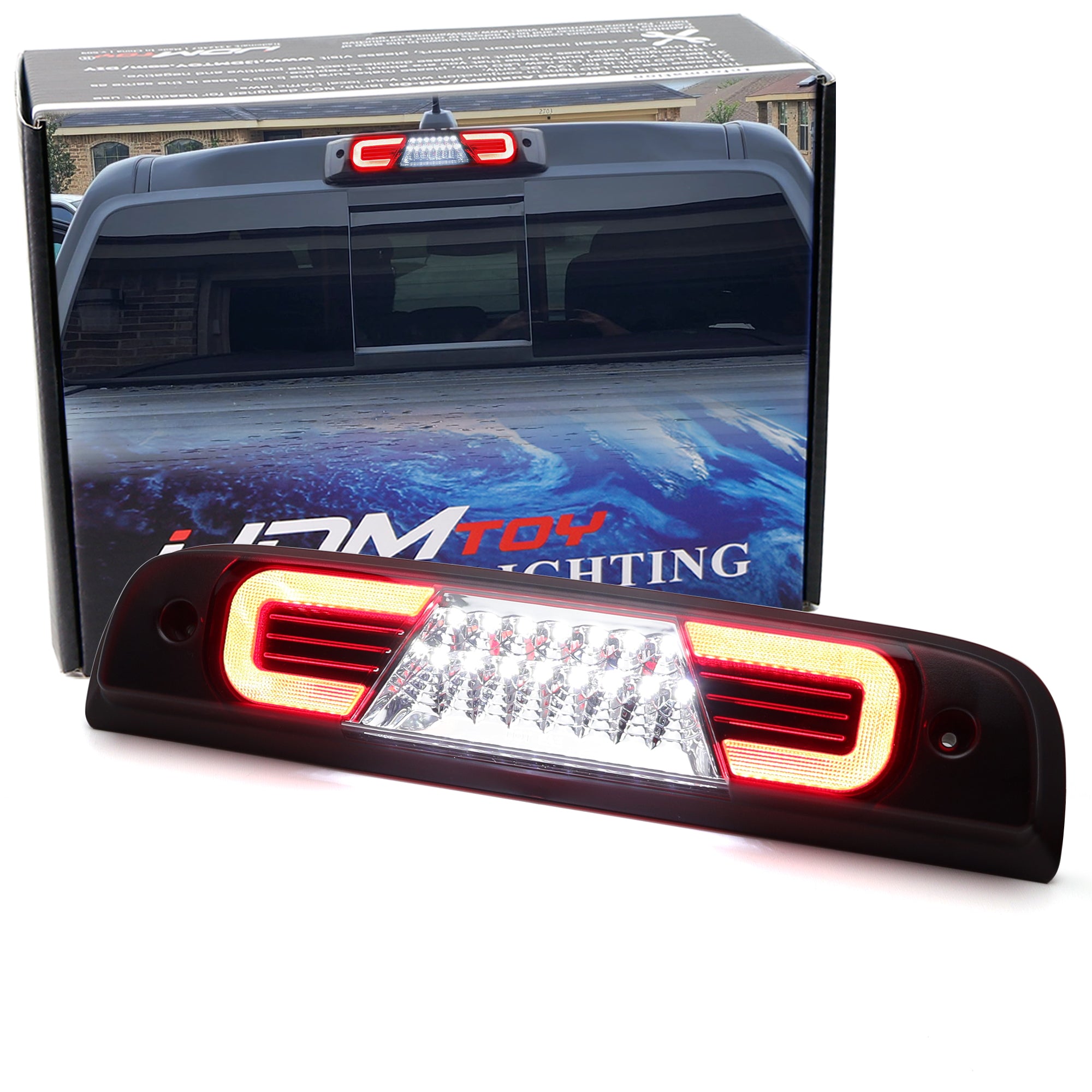 Dark Red C-Shaped LED 3rd Brake Light Compatible with 2014-2018 Chevy Silverado & GMC Sierra 1500/2500 - High Visibility Safety Upgrade for Night Driving & Towing
