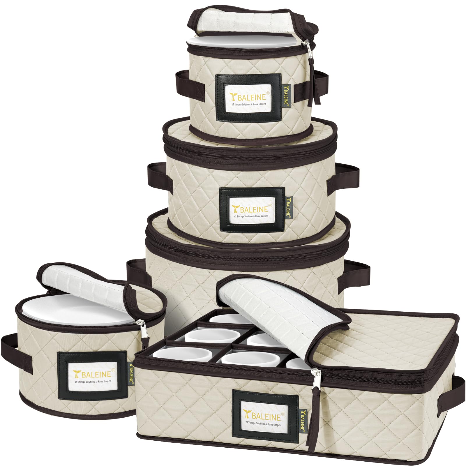 Sturdy Quilted Wine Glass Storage Box - Plate & Mug Organizer with Handles for Moving & Home Storage