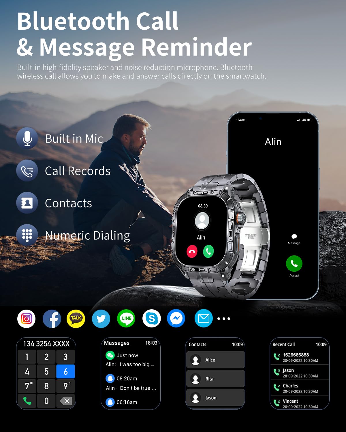 Military Smart Watch for Men - 1.96