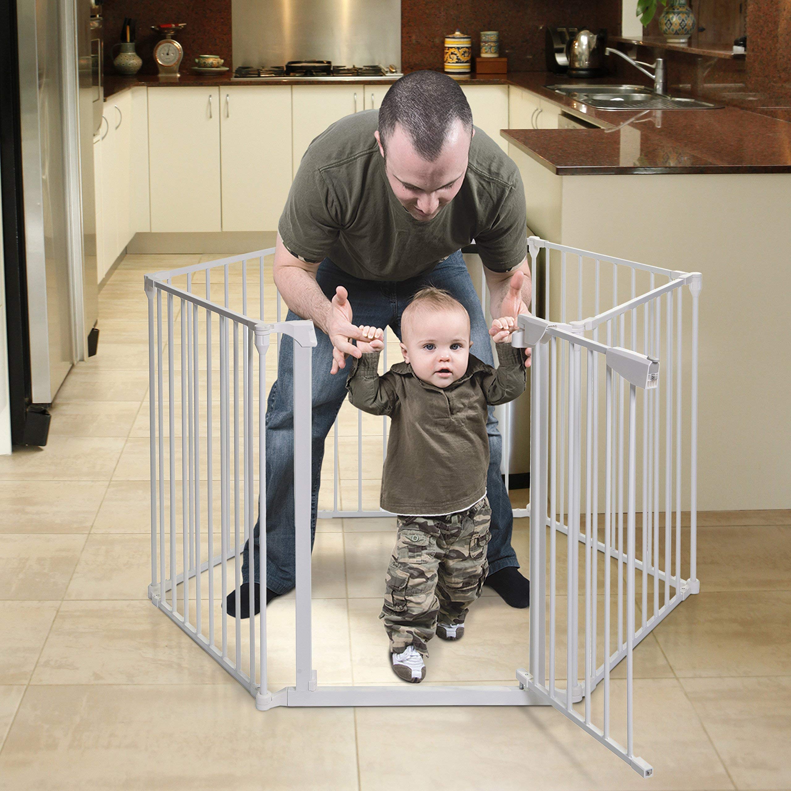 Dreambaby Mayfair Converta 3-in-1 Playpen - 6 Panel Baby Gate & Toddler Play Yard with Foldable Design | Safe & Secure Play Area for Infants & Kids | Perfect for Home, Nursery & Outdoor Use - White