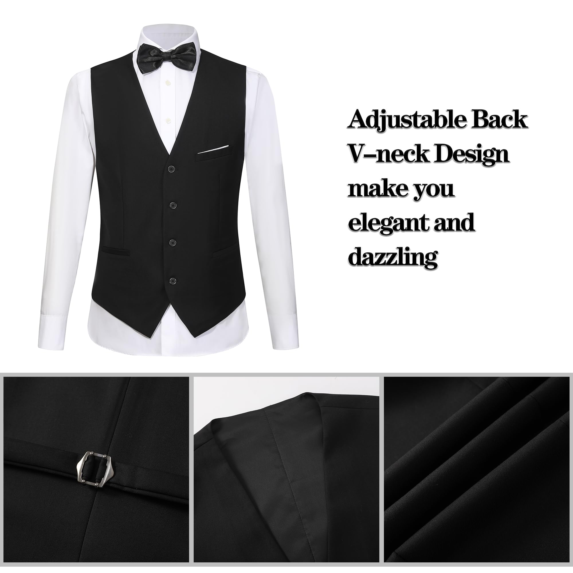 Men's Slim Fit Tuxedo Suit 3-Piece Set - Wedding, Business & Formal Attire for Groom & Groomsmen (Jacket, Vest & Pants) - Perfect for Weddings, Proms, Galas & Black Tie Events
