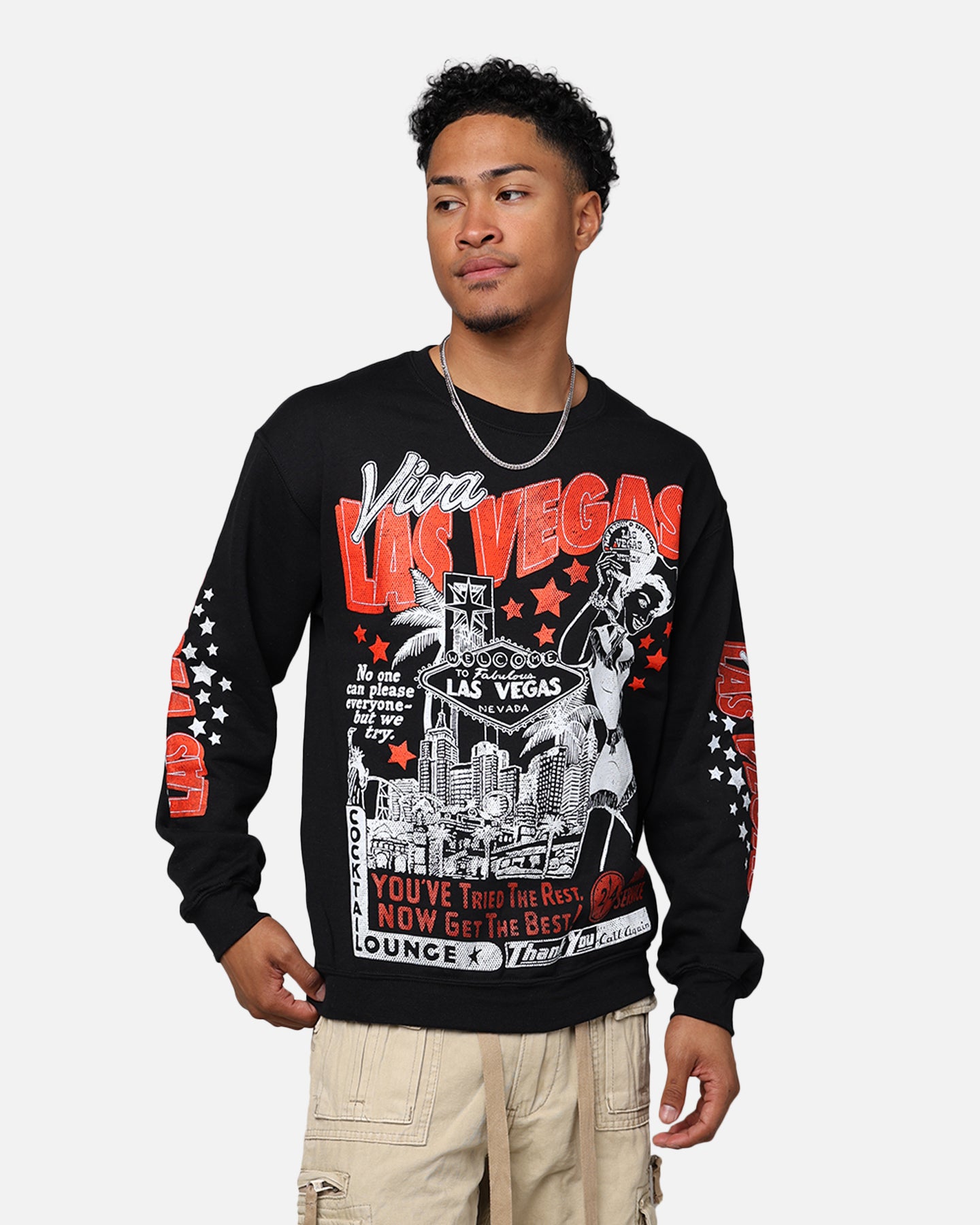 Vintage Las Vegas Graphic Crewneck Sweatshirt - Black Retro Thrift Style for Men & Women - Perfect for Casual Wear, Travel & Vegas-Themed Parties
