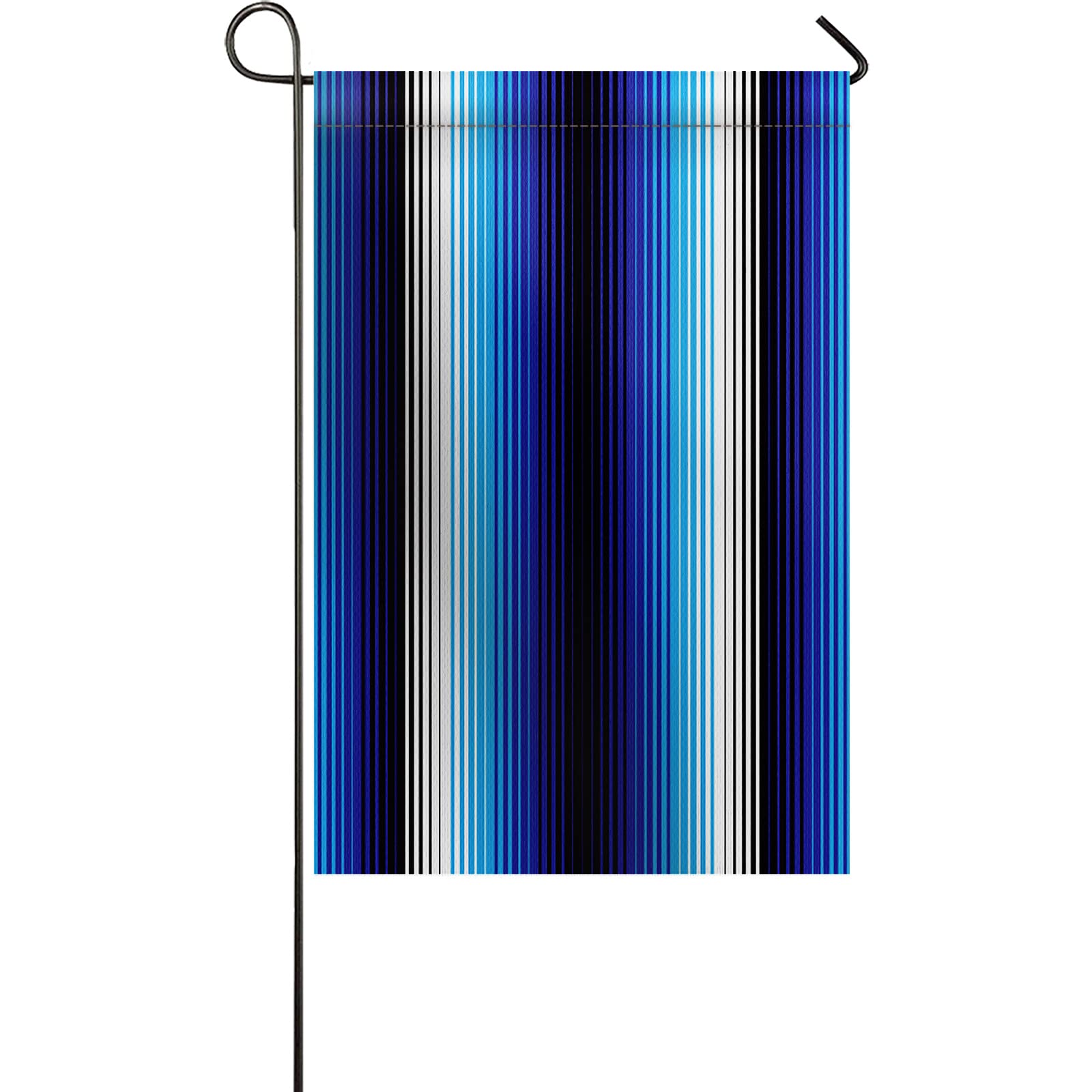 Double Sided Mexican Stripes Garden Flag - 12x18 Inch Blue White Gradient Pinstripes - Weatherproof Polyester Yard Banner for Backyard, Lawn & Patio Decor - Perfect for Cinco de Mayo, Fiesta Parties & Holiday Celebrations