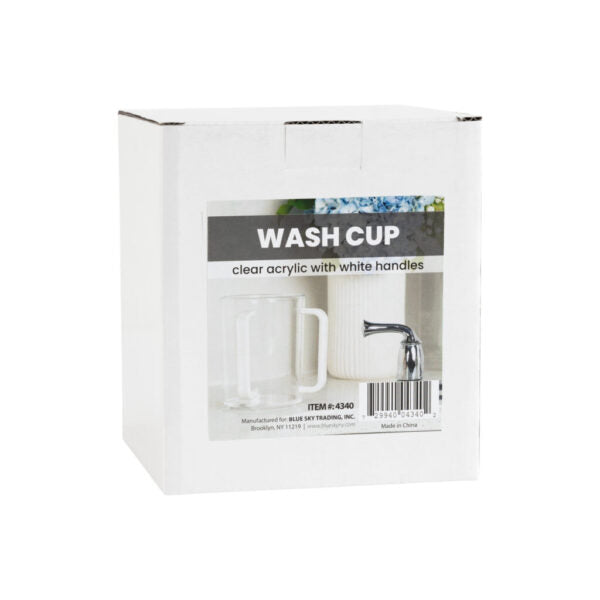 Acrylic Paint Brush Cleaning Cup with White Handle - Perfect for Artists, DIY Projects & Watercolor Painting