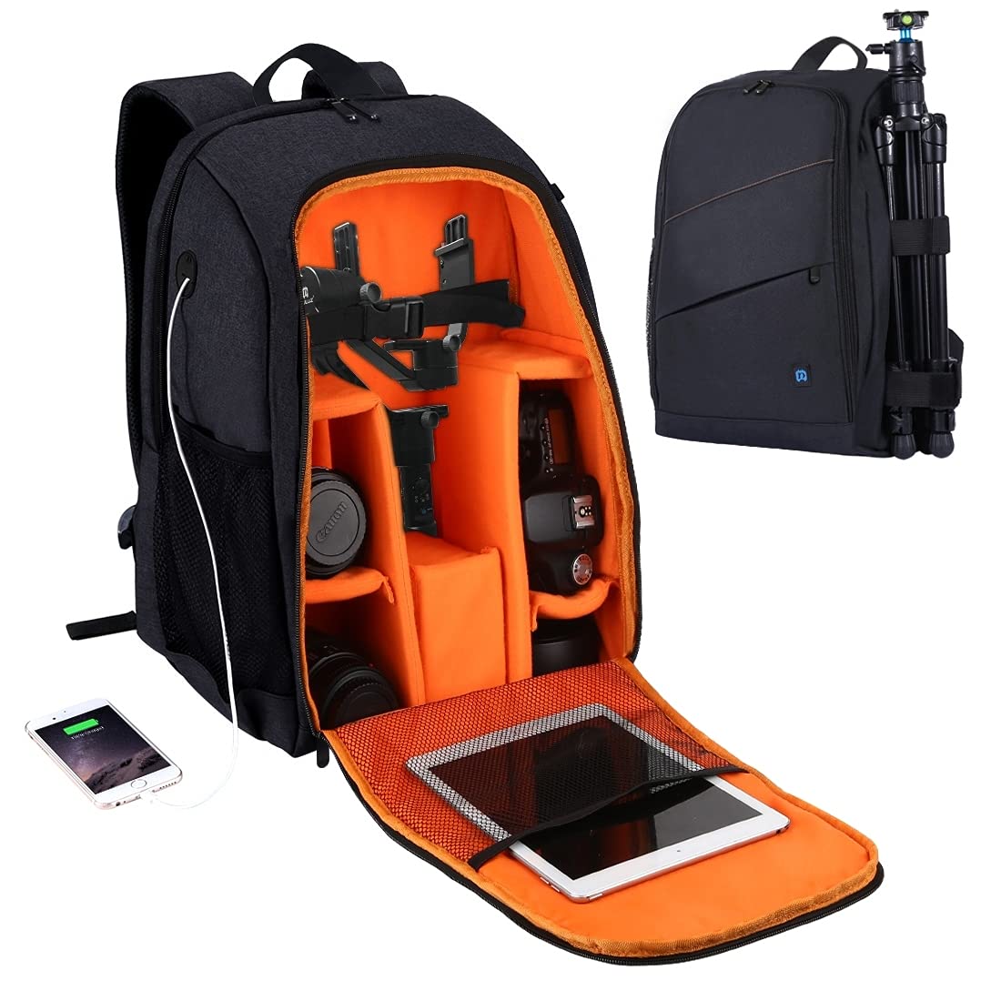 PULUZ Waterproof Scratch-Resistant DSLR Camera Backpack for Sony Canon Nikon - Durable Travel Photography Bag for Camera, Lenses & Tripod Accessories (Black) - Perfect for Outdoor Adventures & Professional Photo Shoots