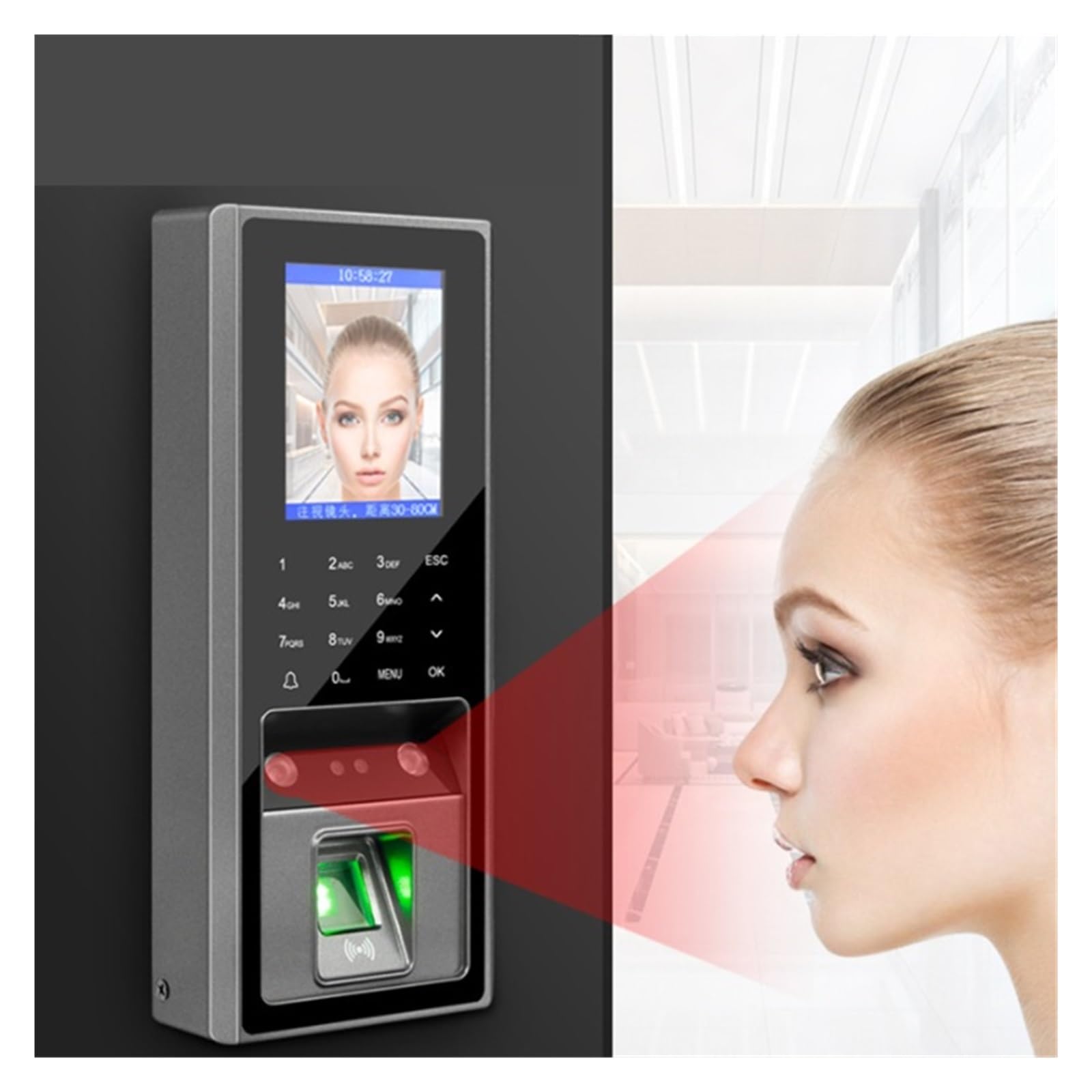 Biometric Time Clock with Face Recognition & Fingerprint Scanner - All-in-One Smart Attendance System for Office, School, Warehouse (Supports RFID Card & PIN Unlock) - Perfect for Employee Time Tracking & Access Control