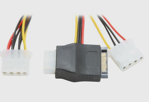 OKGEAR 8 SATA 15-Pin Male to Three 4-Pin Molex Female Power Cable Adapter 0.2M - for PC Power Supply, Hard Drive, SSD & Optical Drive Connections