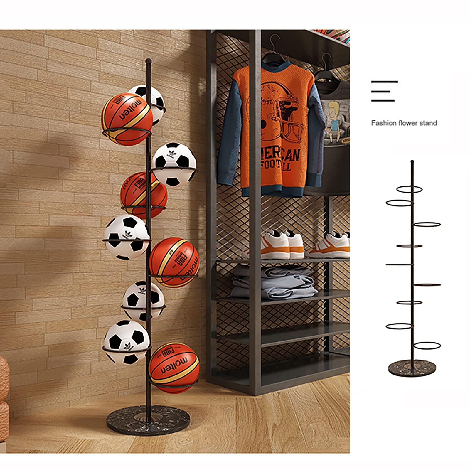 CMMC Home Sports Ball Storage Rack - Organizer for Football, Basketball, Volleyball - Perfect for Kindergarten, Playroom & Gym Equipment Organization