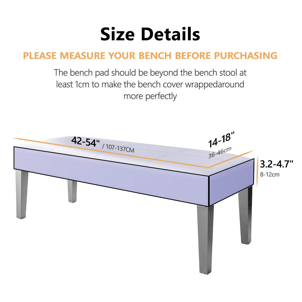 Velvet Dining Room Bench Cover - Soft Stretch Spandex Jacquard Slipcover - Removable & Washable Seat Protector for Living Room, Kitchen, Bedroom - Light Gray (Set of 1) - Perfect for Home Decor & Furniture Protection