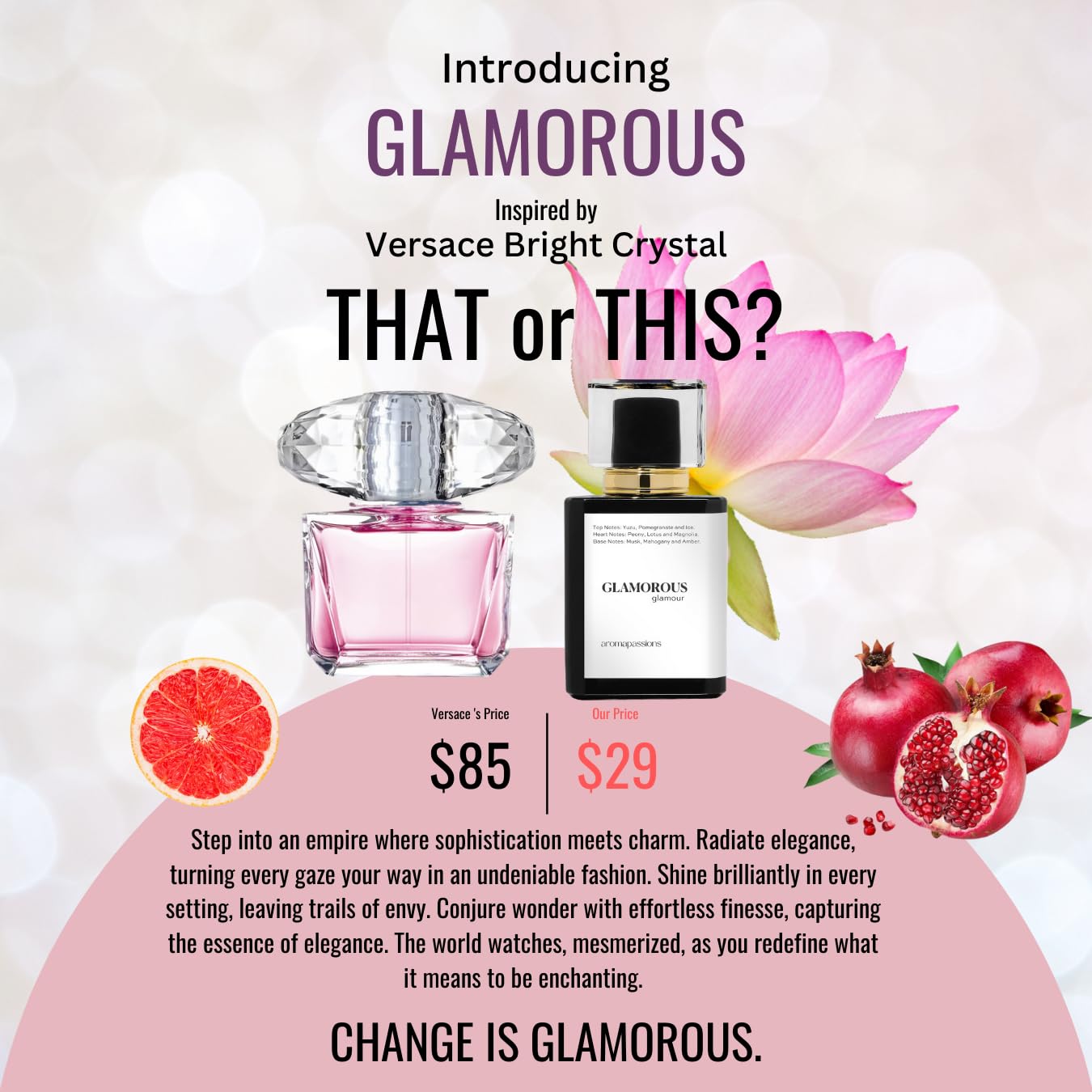 GLAMOROUS Women's Perfume - Inspired by BRIGHT CRYSTAL | Long-Lasting Extrait De Parfum | Essential Oil Fragrance Dupe (30ml/1oz) | Romantic Date Night & Special Occasion Scent