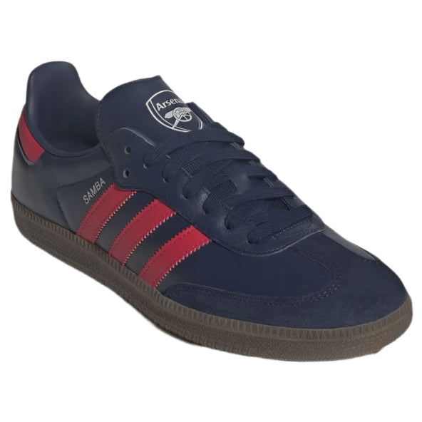 adidas Arsenal Samba Indoor Soccer Shoes for Men - Indigo/Red/Gum Sole - Comfortable Football Cleats for Training & Matches - Perfect for Indoor Courts & Futsal Games