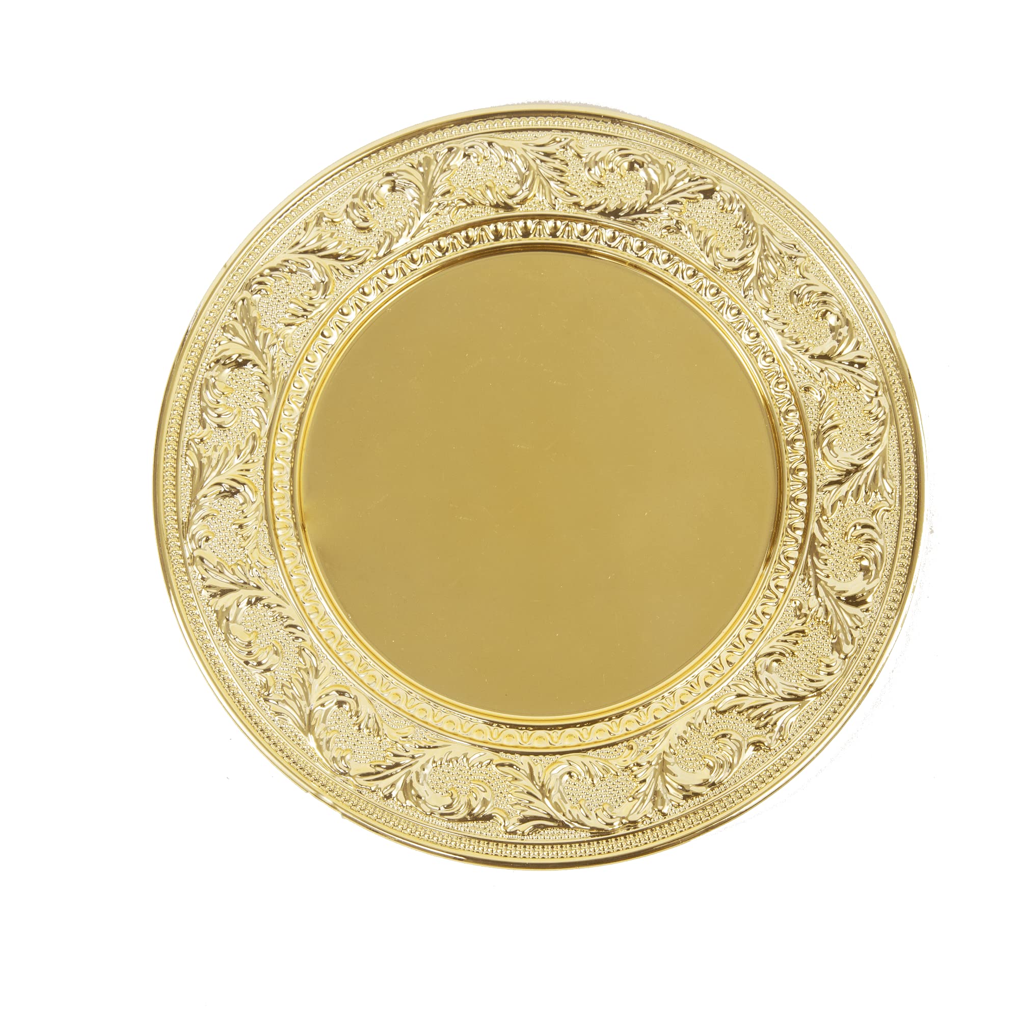 HAIYUEDOREE Gold Charger Plates Set of 6 - Round Plastic Dinner Plate Chargers with Electroplating Finish for Elegant Table Decor, Wedding Reception, Cocktail Party & Formal Dining | Perfect for Holiday Gatherings, Anniversary Celebrations & Upscale Restaurant Settings
