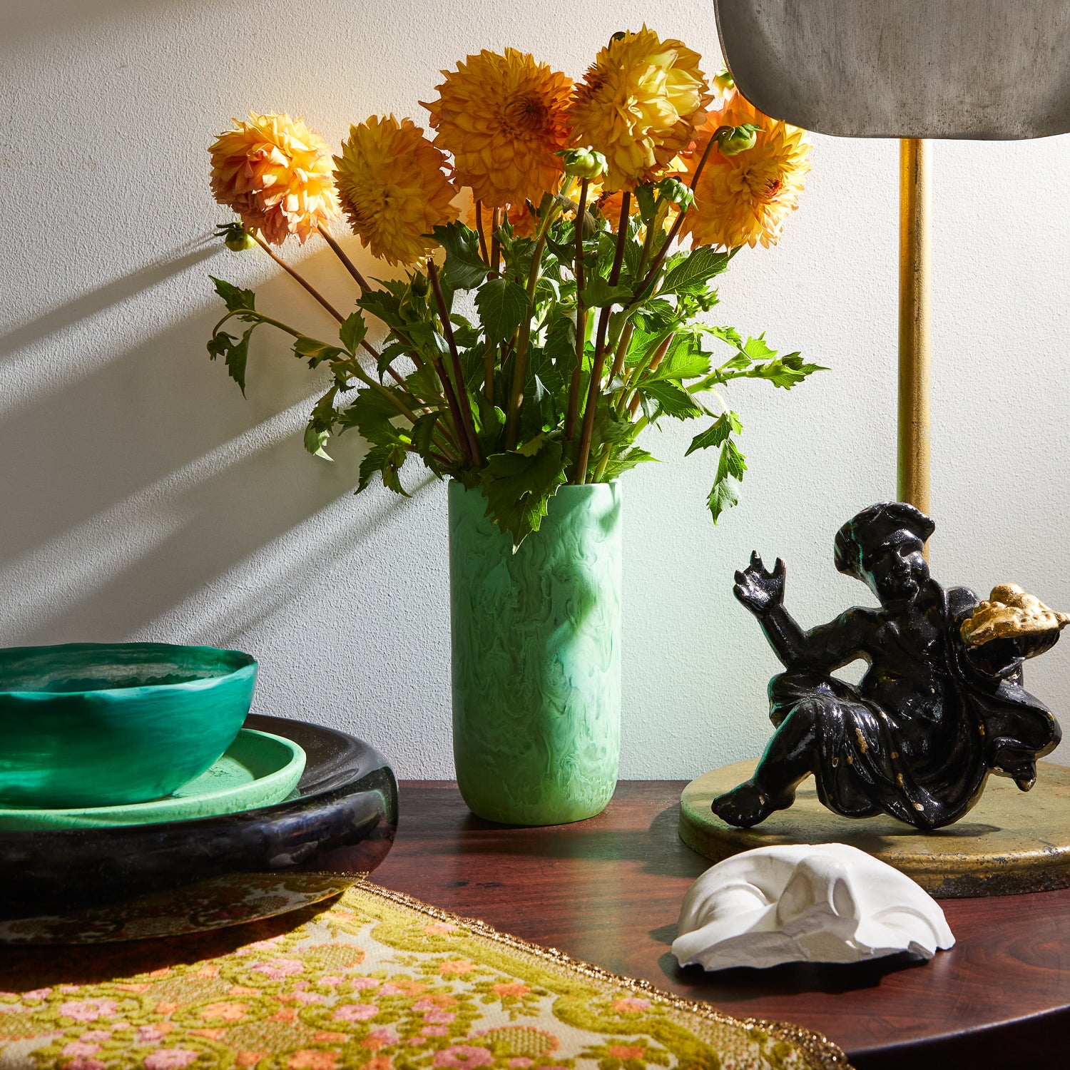 Kalinda Emerald Green Glass Vase - Elegant Home Decor for Living Room, Dining Table, Wedding Centerpiece & Gift Idea