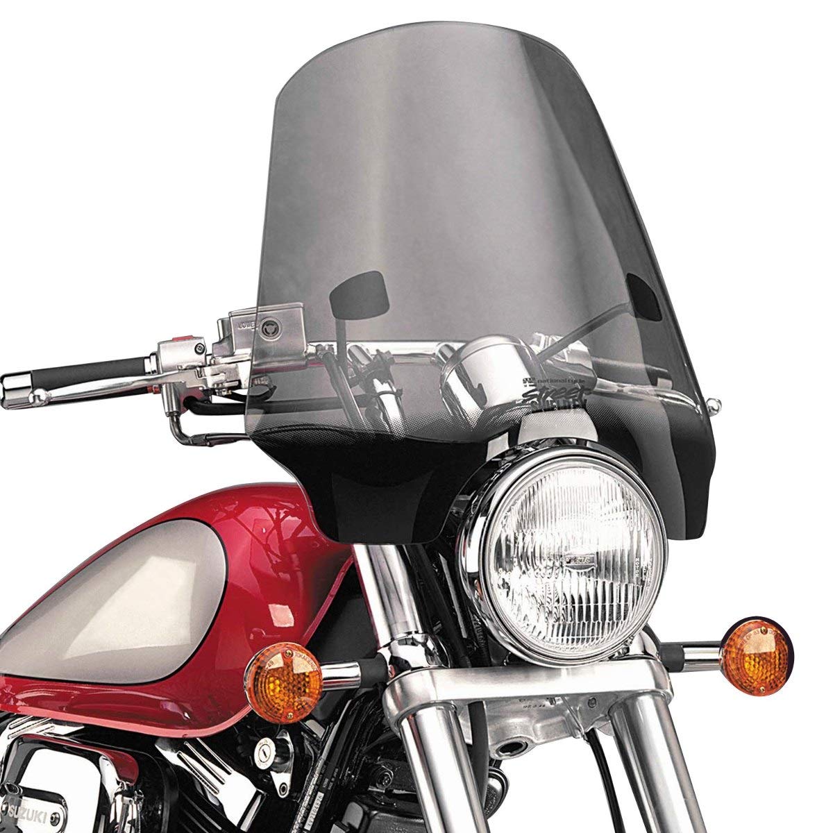 National Cycle Light Tint Street Shield EX Windshield for 7/8 inch Handlebars - Universal Fit Motorcycle Windshield for Cruisers & Touring Bikes - Reduces Wind Blast on Highway Rides