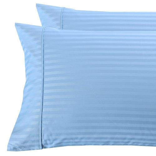 Premium Luxury Damask Stripe 300 Thread Count Pillowcases Set of 2 - Standard Size 20x26 Inches - Soft & Breathable 100% Cotton Pillow Covers - Blue Stripe Bedding for Master Bedroom, Guest Room & Hotel Use