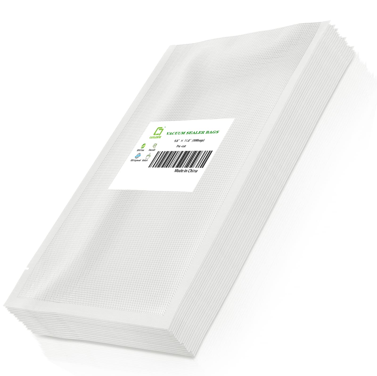 CANLENPK 9.8x11.8 Inch Vacuum Sealer Bags - 100 Pack Large Food Storage Bags for Sous Vide, Freezer, Boiling & Steaming | Airtight Seal for Snacks, Fruits, Nuts, Tea, Cookies & Beans | Reusable Vacuum Seal Bags for Meal Prep & Grocery Storage