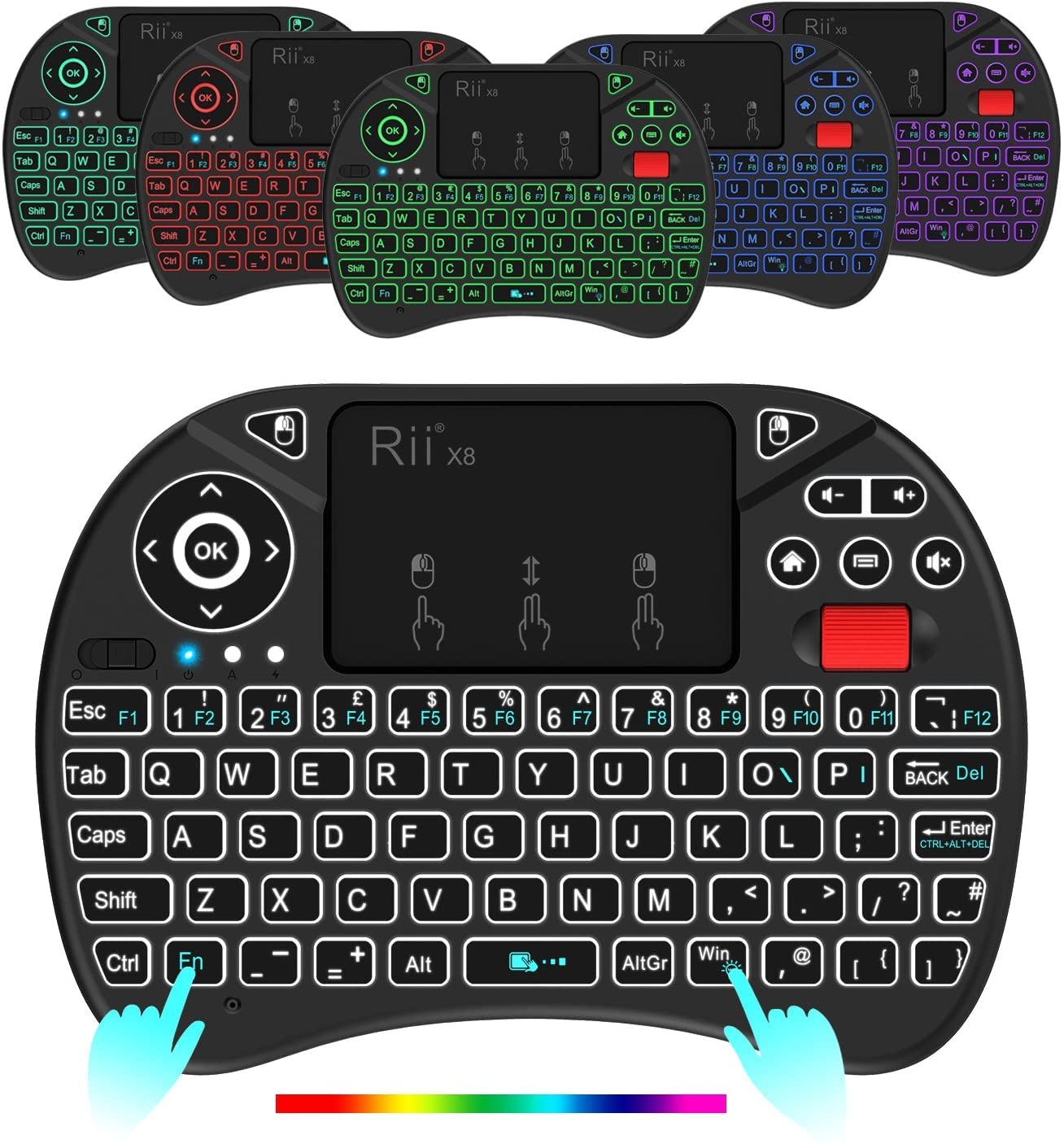 Mini Wireless Keyboard with Touchpad - Backlit, Rechargeable for PC, TV, Android Box - Home Theater & Office Use