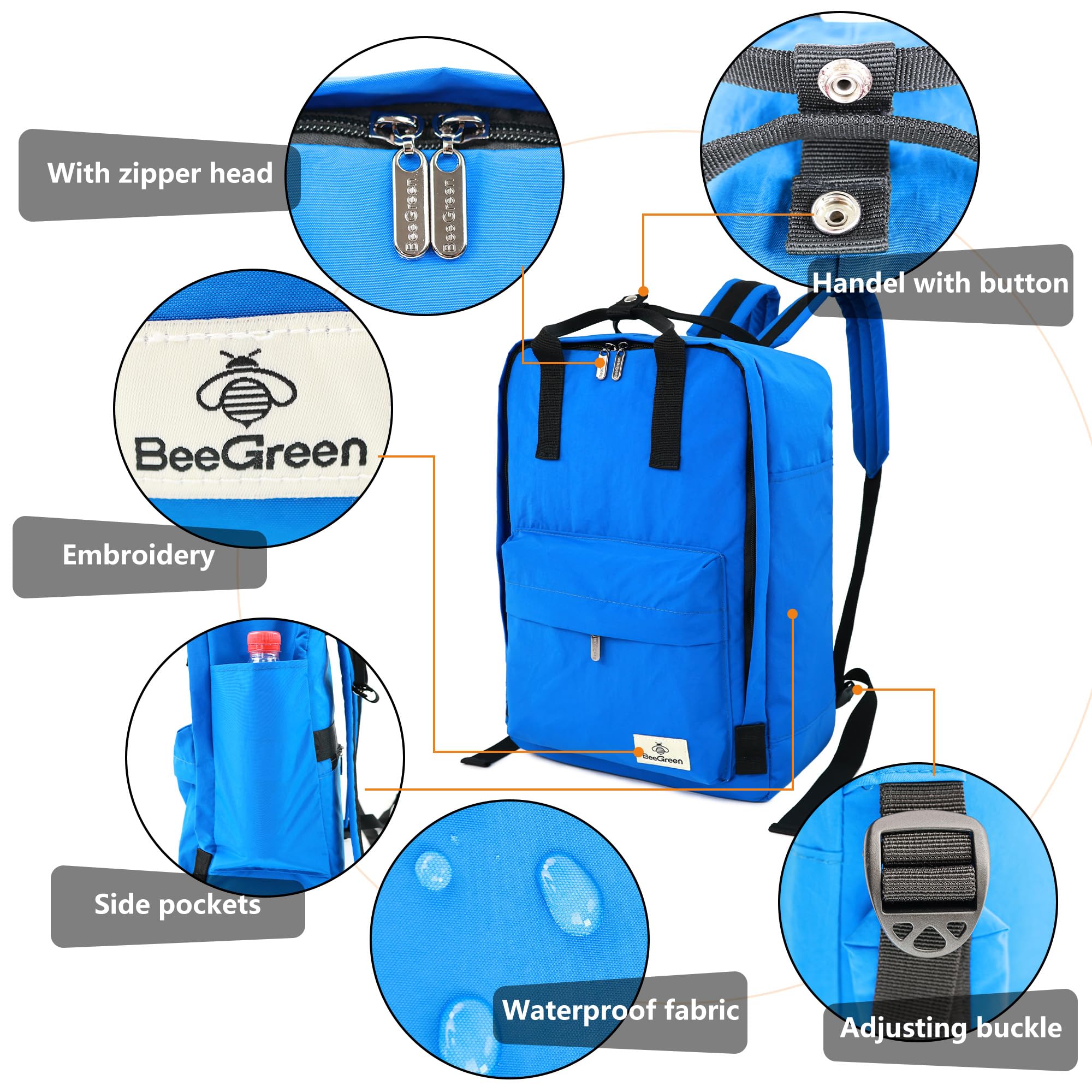 BeeGreen Waterproof Travel Backpack for Women & Men - Flight Approved Carry On Backpack for Hiking, Gym, Commuting, Business & Weekender Trips - Ideal for Teachers, Doctors & Nurses (Yellow)