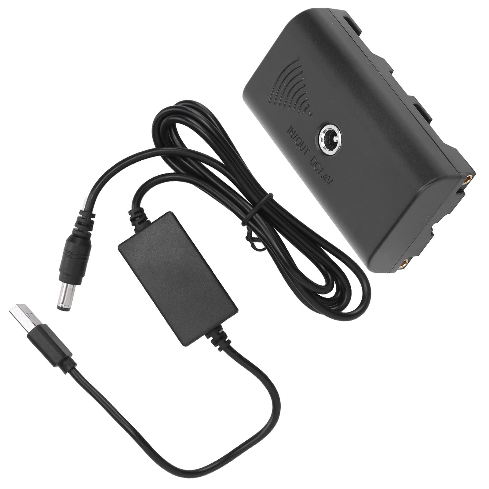 USB Drive Cable DC Coupler - NP-F550 Dummy Battery with USB Cable | Safe & Portable Multi-Protection Plastic Power Adapter for Camera Fill Light & Monitor Power Supply | Perfect for Photography, Videography & Studio Lighting