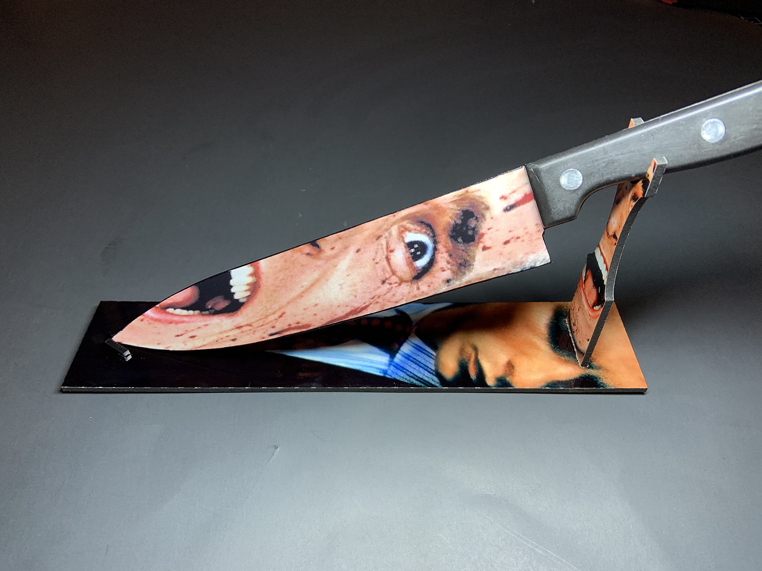 American Psycho Patrick Bateman Horror Themed Kitchen Knife Set with Sublimated Stand - Perfect for Halloween Decor, Horror Movie Collectibles, and Unique Gift Ideas