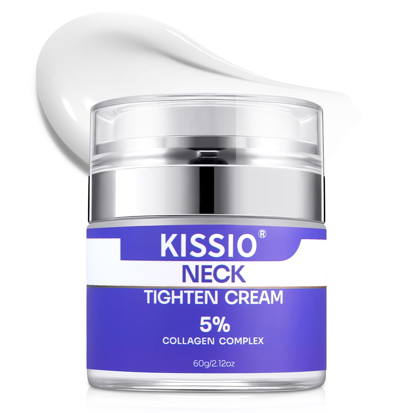 KISSIO 5% Collagen Complex Neck Firming Cream - Anti-Aging Neck Tightening Cream with Peptides & Aloe Vera for Lifting, Hydration & Wrinkle Reduction - All Skin Types - 2.12 Oz - Perfect for Night Routine & Daily Skincare Regimen