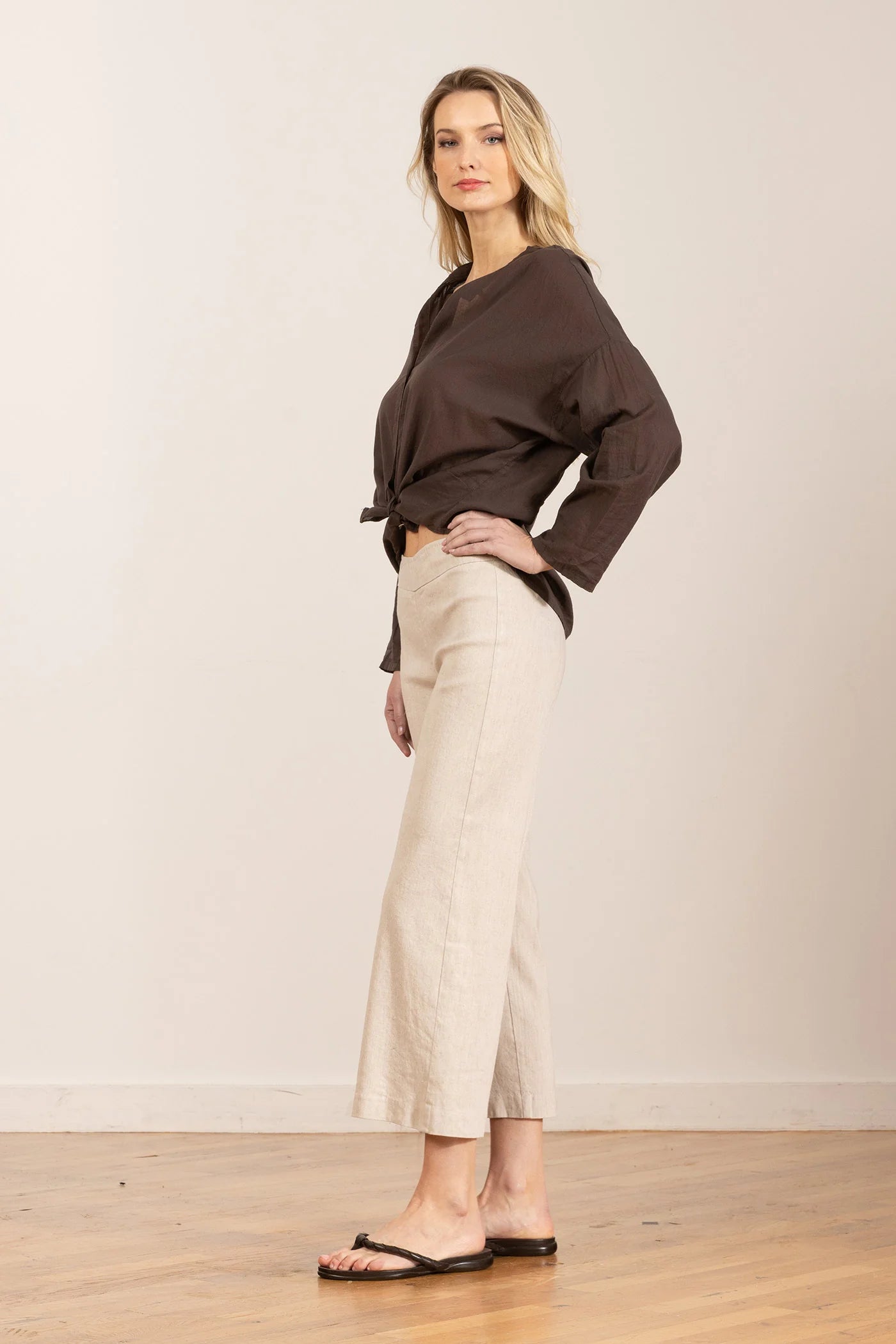 Alex Linen Pants for Women - Soft & Breathable Oatmeal Color Loose Fit Trousers - Perfect for Summer, Beach, and Casual Outings