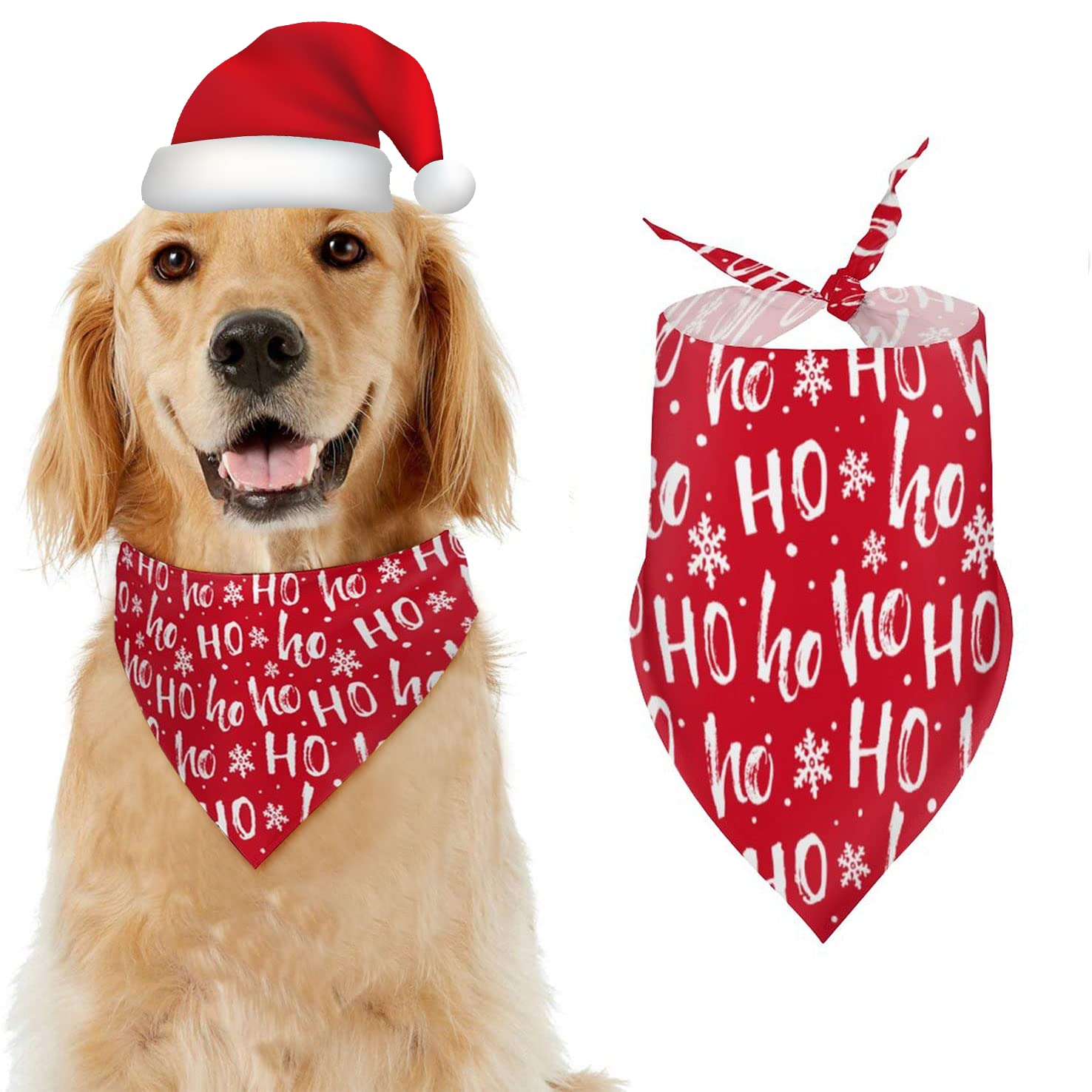 Funny Santa Claus Laughing Hohoho Christmas Pet Bandana - Cute Holiday Dog Scarf & Cat Kerchief for Small Medium Large Pets - Perfect for Christmas Photos, Parties & Festive Decorations