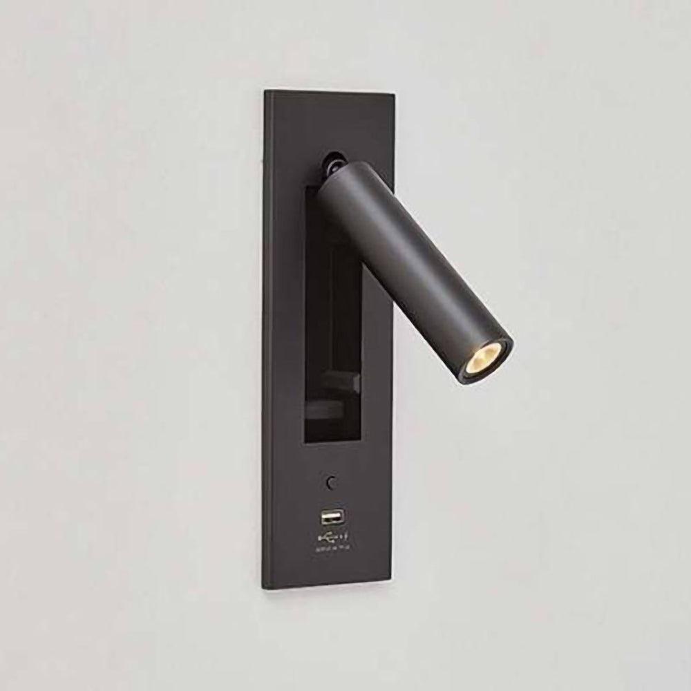 Black USB Wall Light with Touch Control - Bedside Night Light for Bedroom, Nursery, Hallway - Dimmable LED Lamp for Reading, Nighttime Safety, and Convenient Charging
