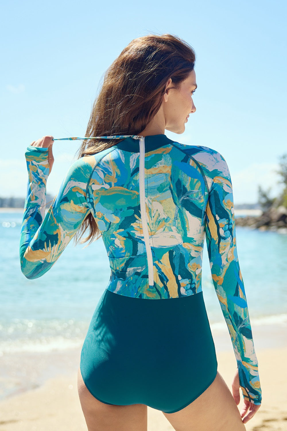 Axesea Women's UPF 50+ Long Sleeve Rash Guard Swimsuit - Sun Protection Swimwear for Surfing, Swimming & Beach Activities