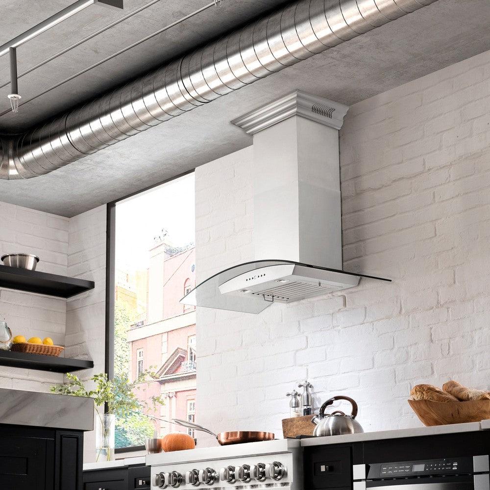 ZLINE Stainless Steel Wall Mount Range Hood with Built-in CrownSound Bluetooth Speakers (KZCRN BT) - Perfect for Modern Kitchens & Open-Concept Living Spaces