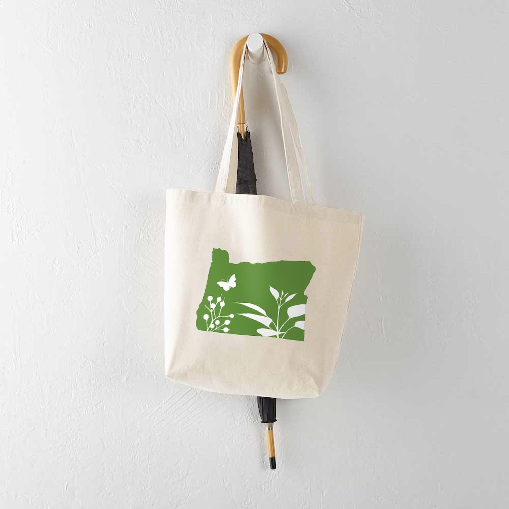 Eco-Friendly Green Oregon Tote Bag - Natural Canvas Reusable Shopping Bag for Groceries, Beach & Everyday Use