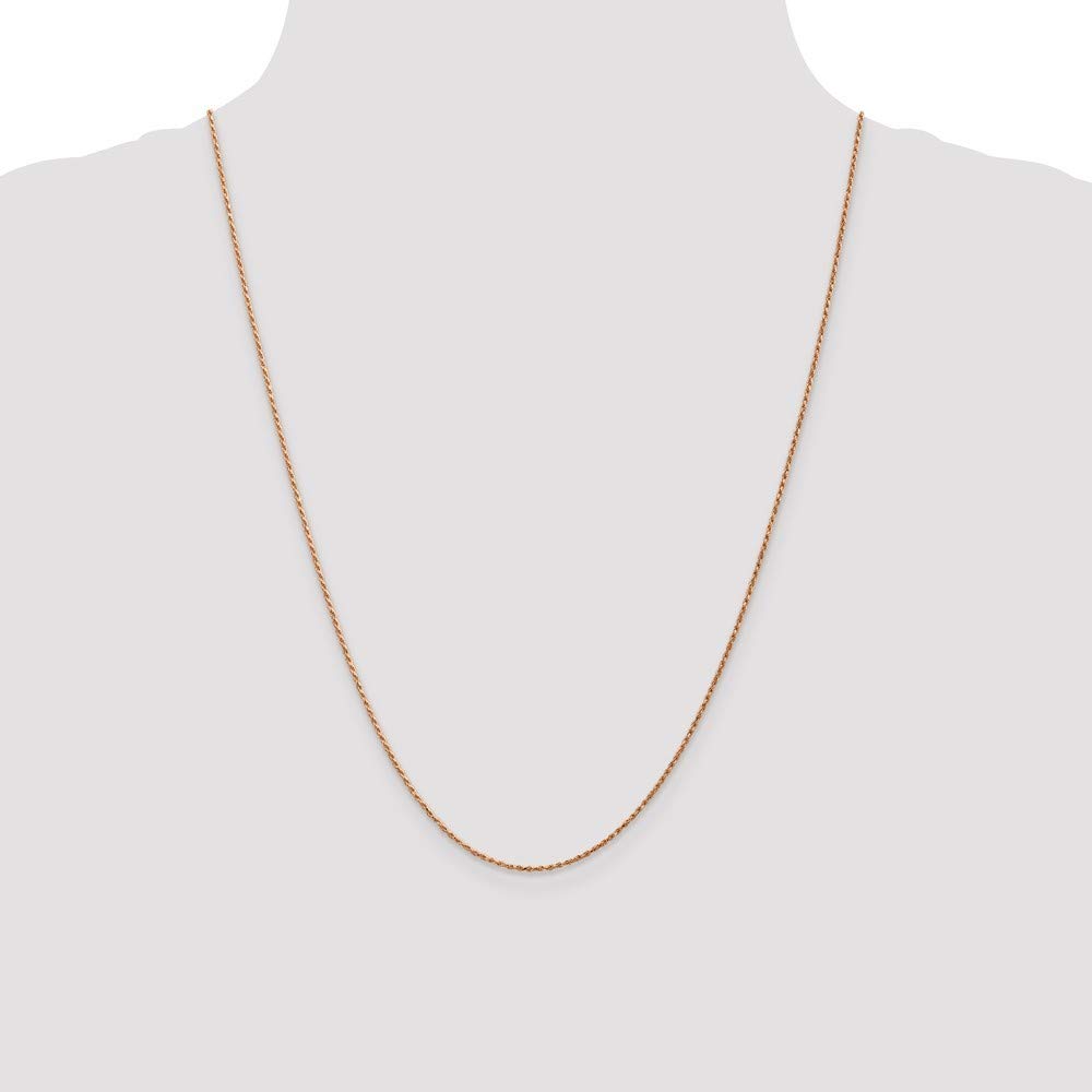 Roy Rose Jewelry 14K Rose Gold 1mm Diamond-Cut Rope Chain Necklace - 24 Inch Length | Perfect for Layering, Gift Giving & Everyday Elegance