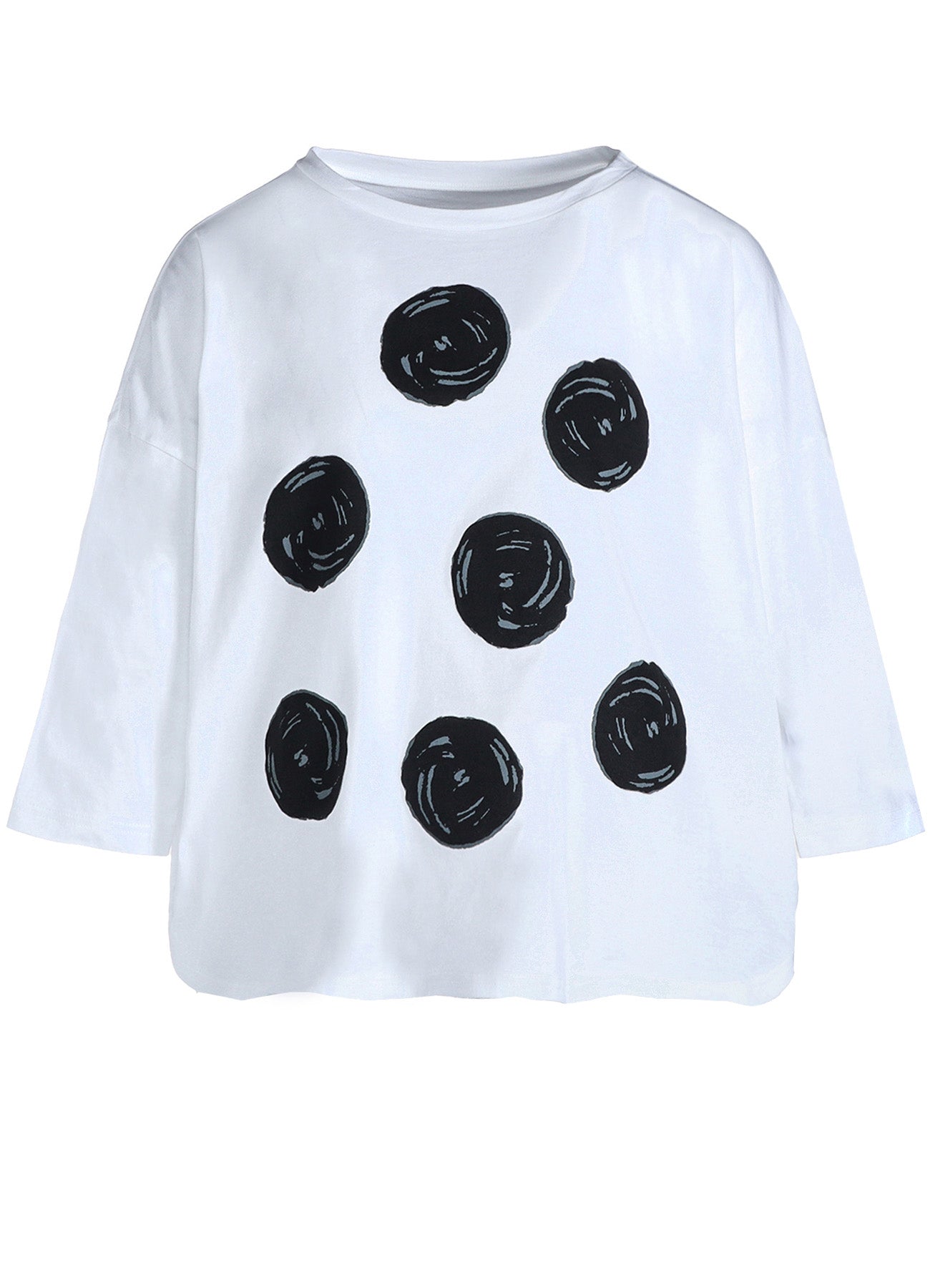 Soft Cotton Jersey Dot Print Dolman Sleeve Tunic Top for Women - Casual Loose Fit Blouse for Work, Weekend & Layering