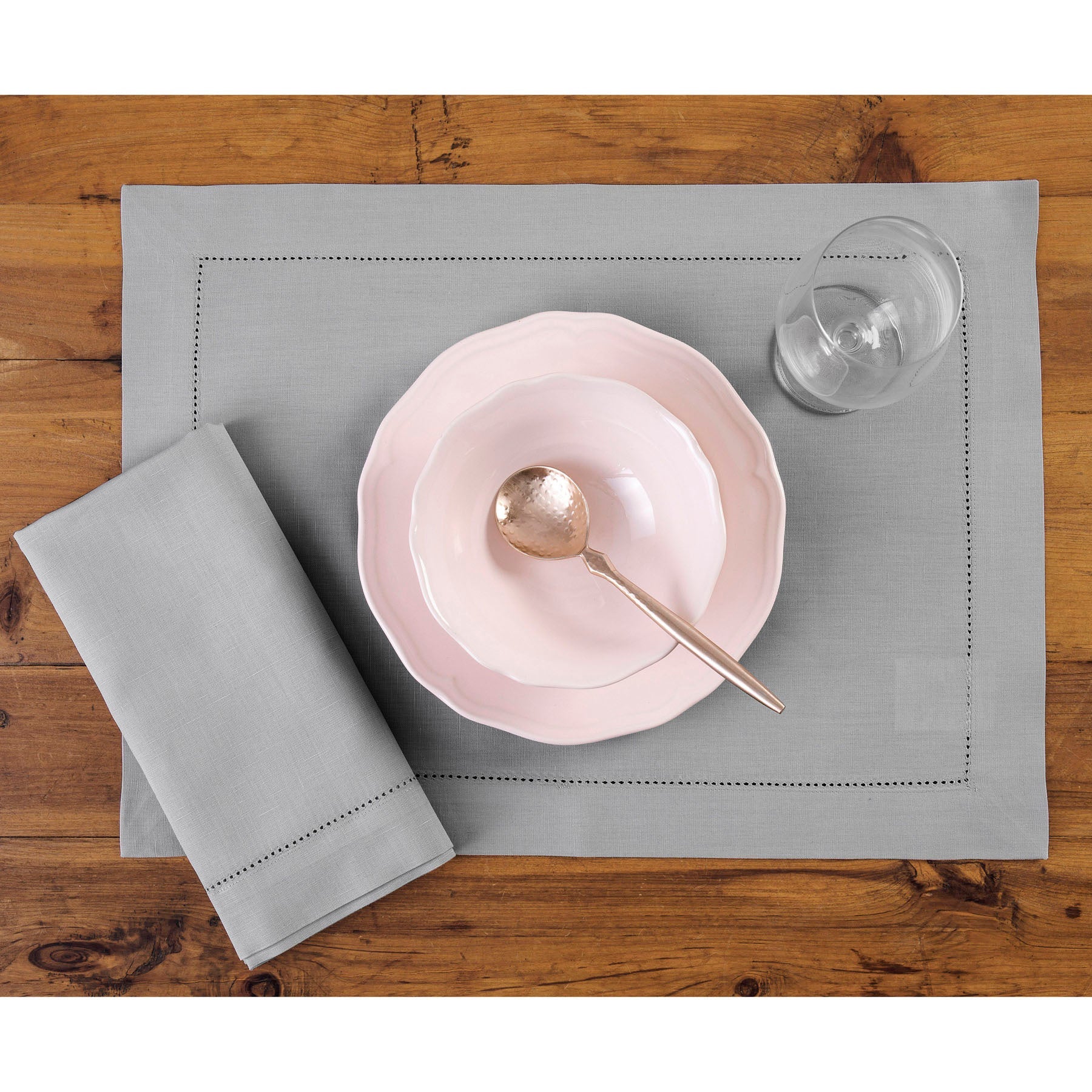 Premium Cotton Linen Hemstitch Placemats Set of 4 - Elegant Table Decor for Dining Room, Kitchen, and Party Settings