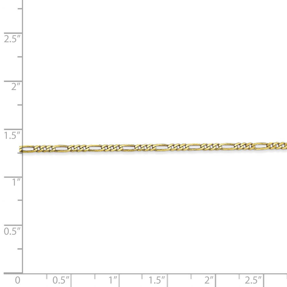 The Black Bow 1.75mm 10k Yellow Gold Solid Concave Figaro Chain Necklace for Men & Women, Perfect for Everyday Wear, Gifts, and Special Occasions