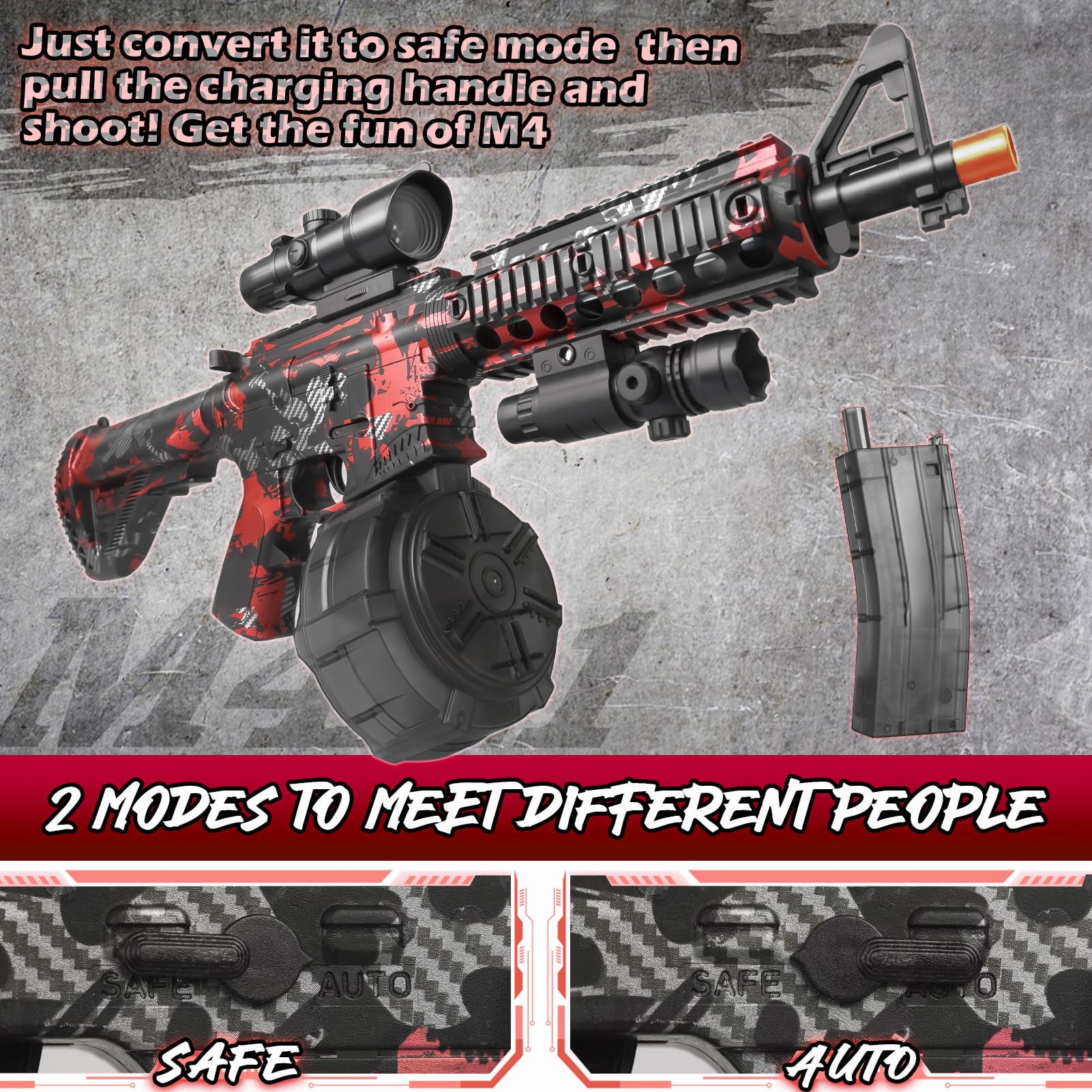 Electric Gel Splat Blaster with Drum & 60,000 Rounds - Large Splatter Gel Ball Blaster for Outdoor Games, Team Battles, and Backyard Fun - Automatic & Manual Shooting Modes for Kids & Adults
