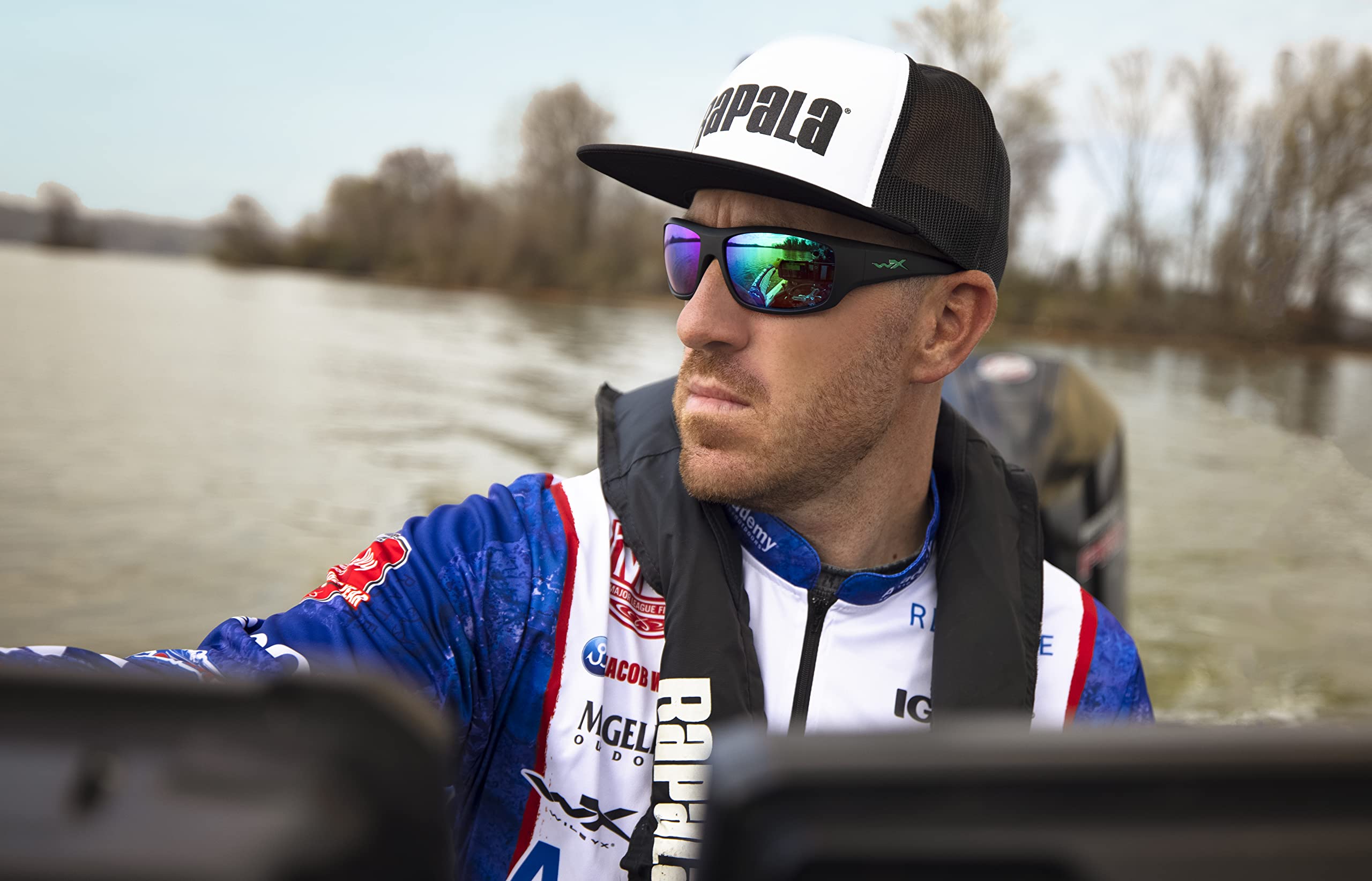 Wiley X WX Omega Jacob Wheeler Signature Series Polarized Sunglasses - ANSI Z87.1 Safety Rated, UV Protection for Men & Women - Matte Black Frames with Green Mirror Lenses - Perfect for Fishing, Boating & Outdoor Sports