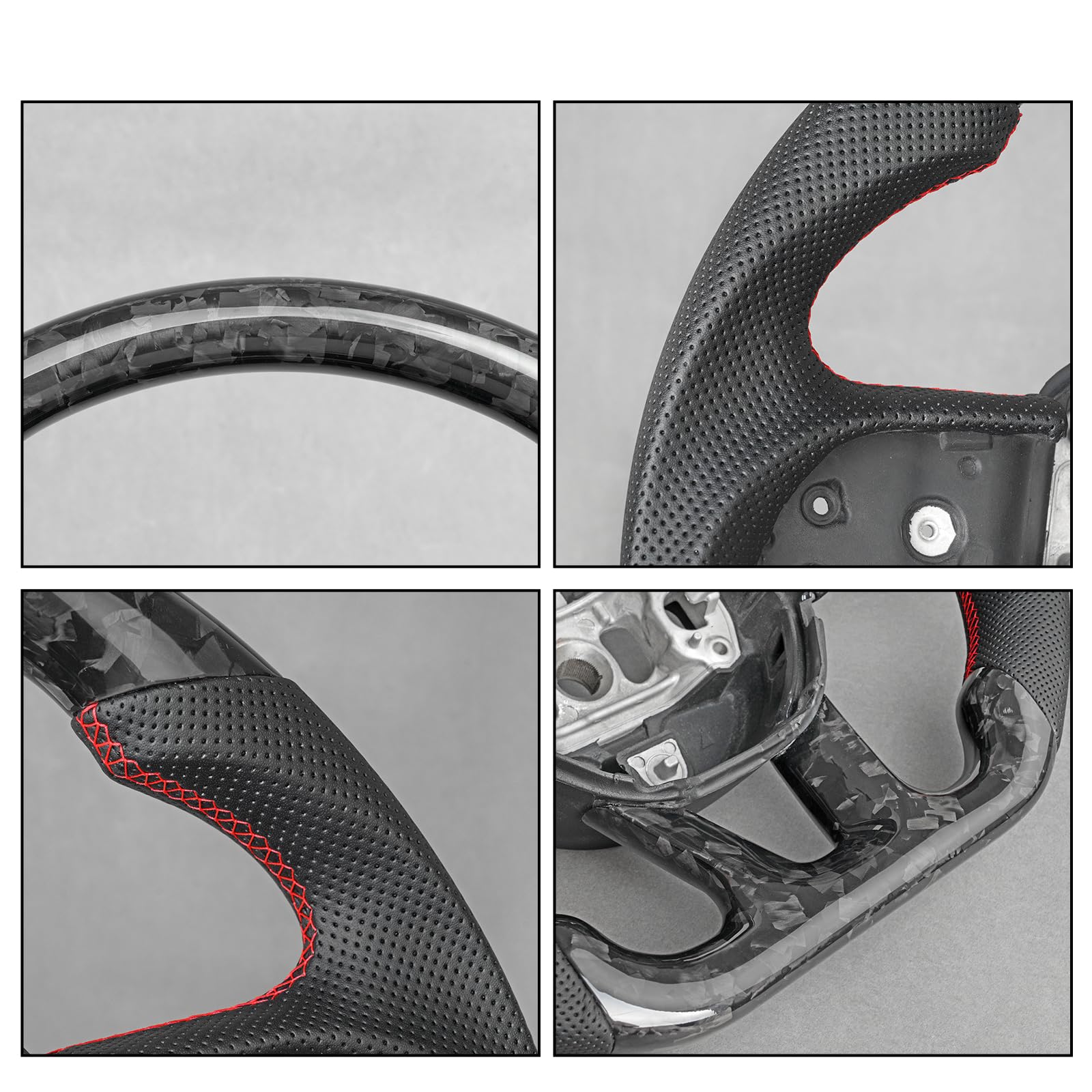 Premium Forged Carbon Fiber Steering Wheel Cover - Anti-Slip & Breathable Design - Compatible with Dodge Challenger/Charger/Hummer 2015-2020 - Perfect for Racing, Daily Driving & Car Enthusiasts