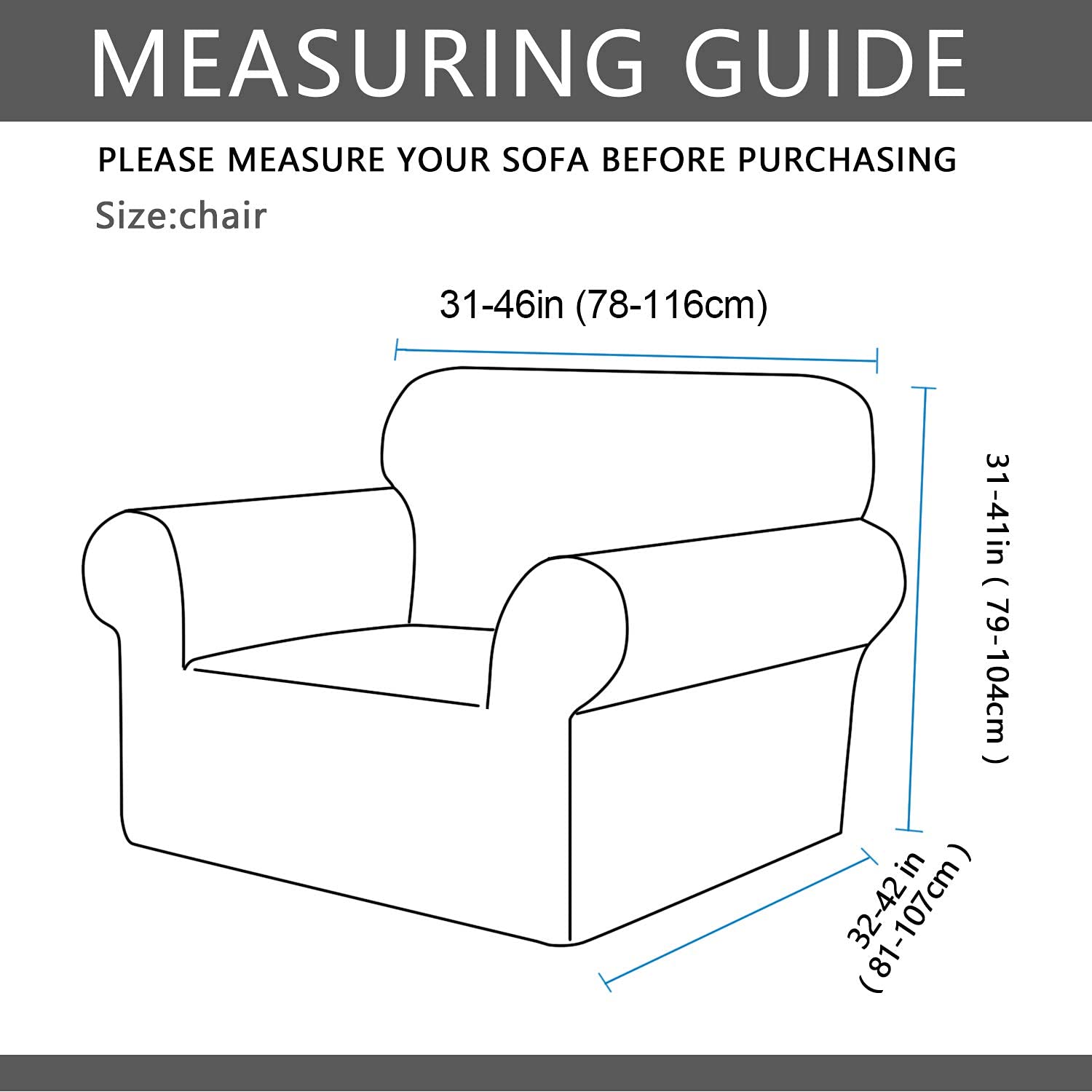 Waterproof Stretch Jacquard Armchair Cover - Water-Repellent Sofa Slipcover for Living Room Chairs, Couches | Protects from Pets, Kids & Spills (Gray) - Perfect for Pet Owners, Families & High-Traffic Areas
