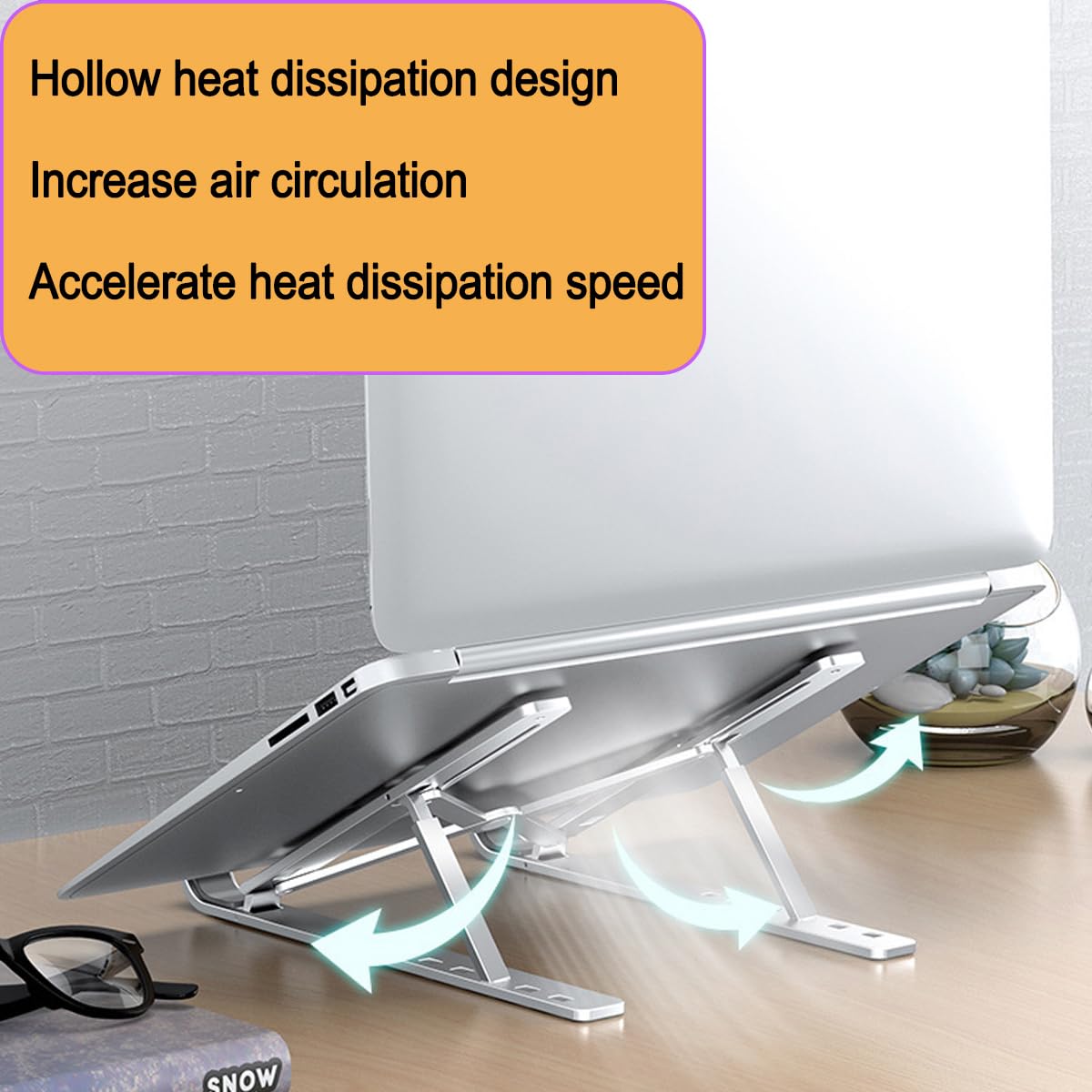 Ventilated Laptop Stand for 17 Inch MacBook Pro & iPad - Adjustable PC Laptop Desk Holder with Cooling Design, Perfect for Home Office, Gaming, and Study