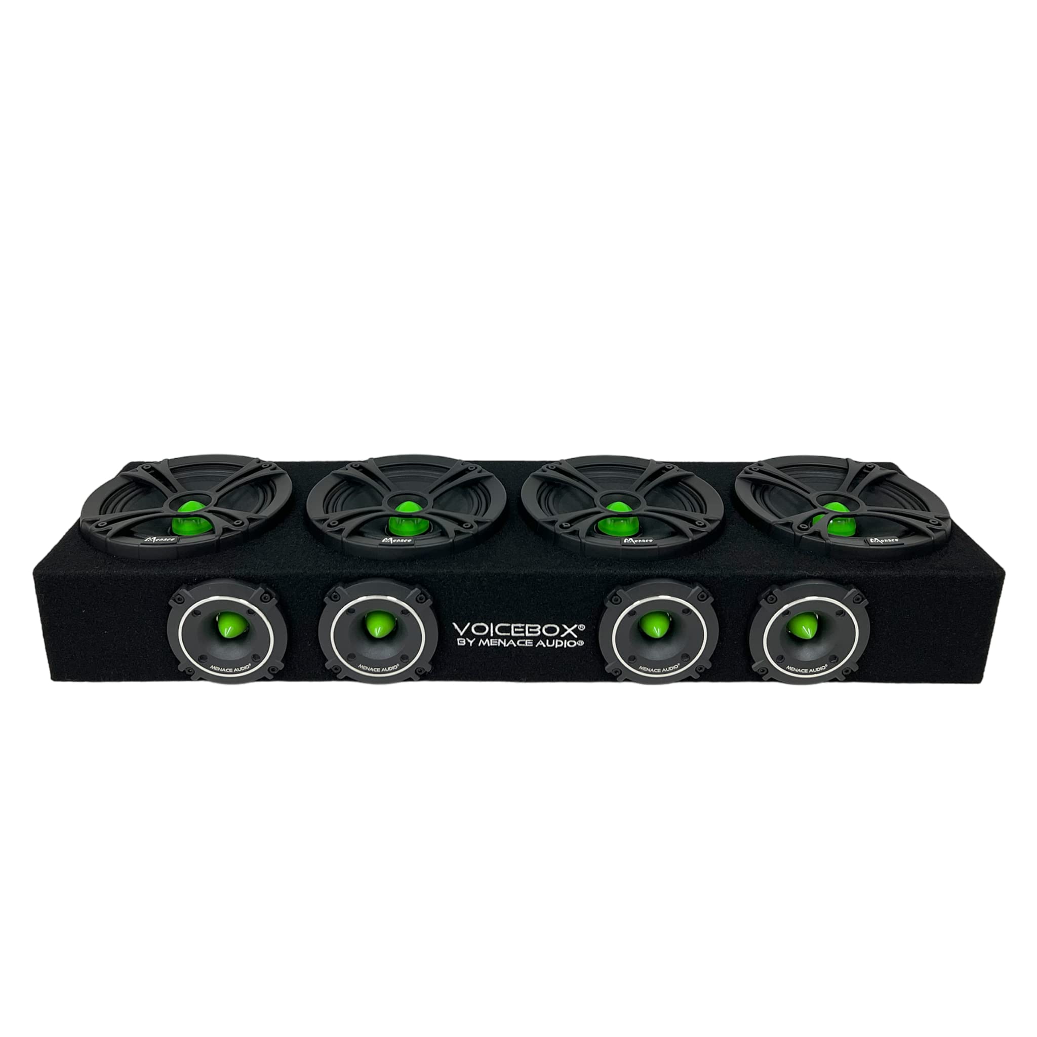 Menace Audio MA-VB6525-4G 4 x 6.5 Inch 2000W Car Midrange Speaker Enclosure Voice Box (Green) - Premium Sound System for Cars, Trucks & SUVs