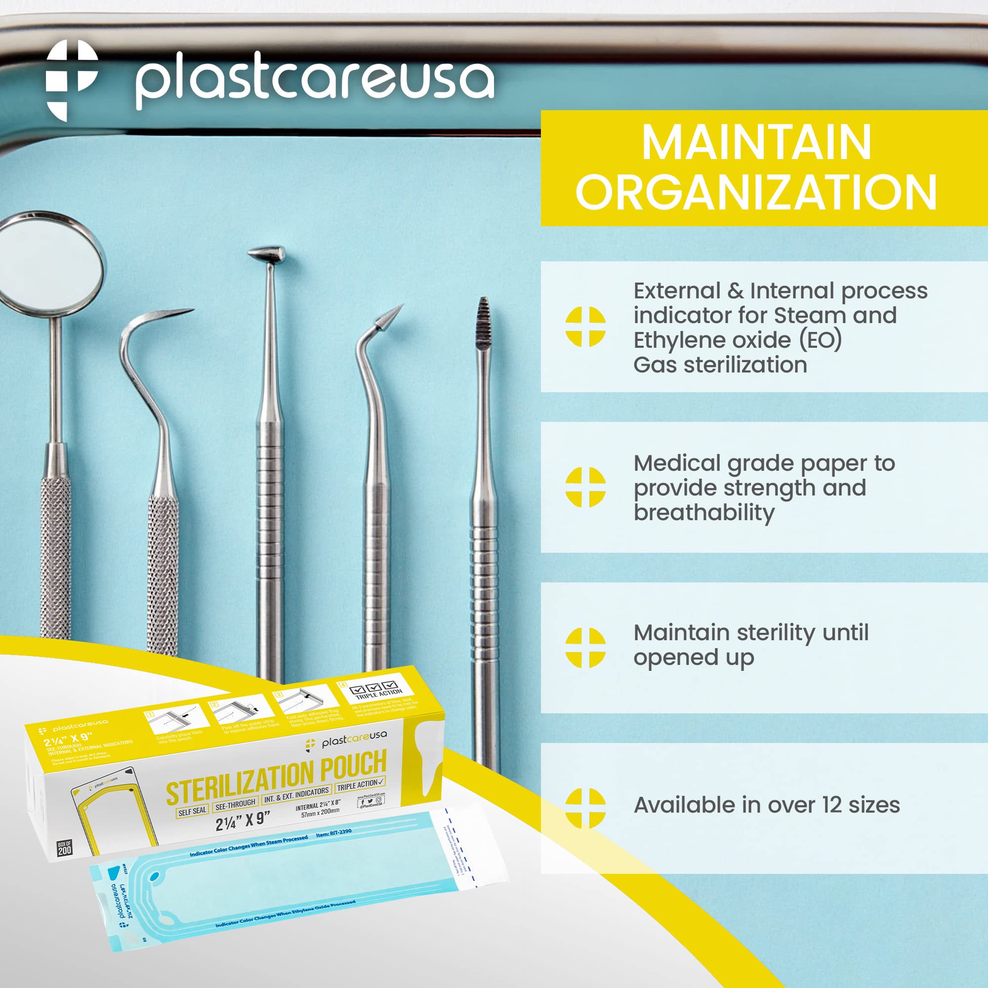 1000 Dental Sterilization Pouches 2.25