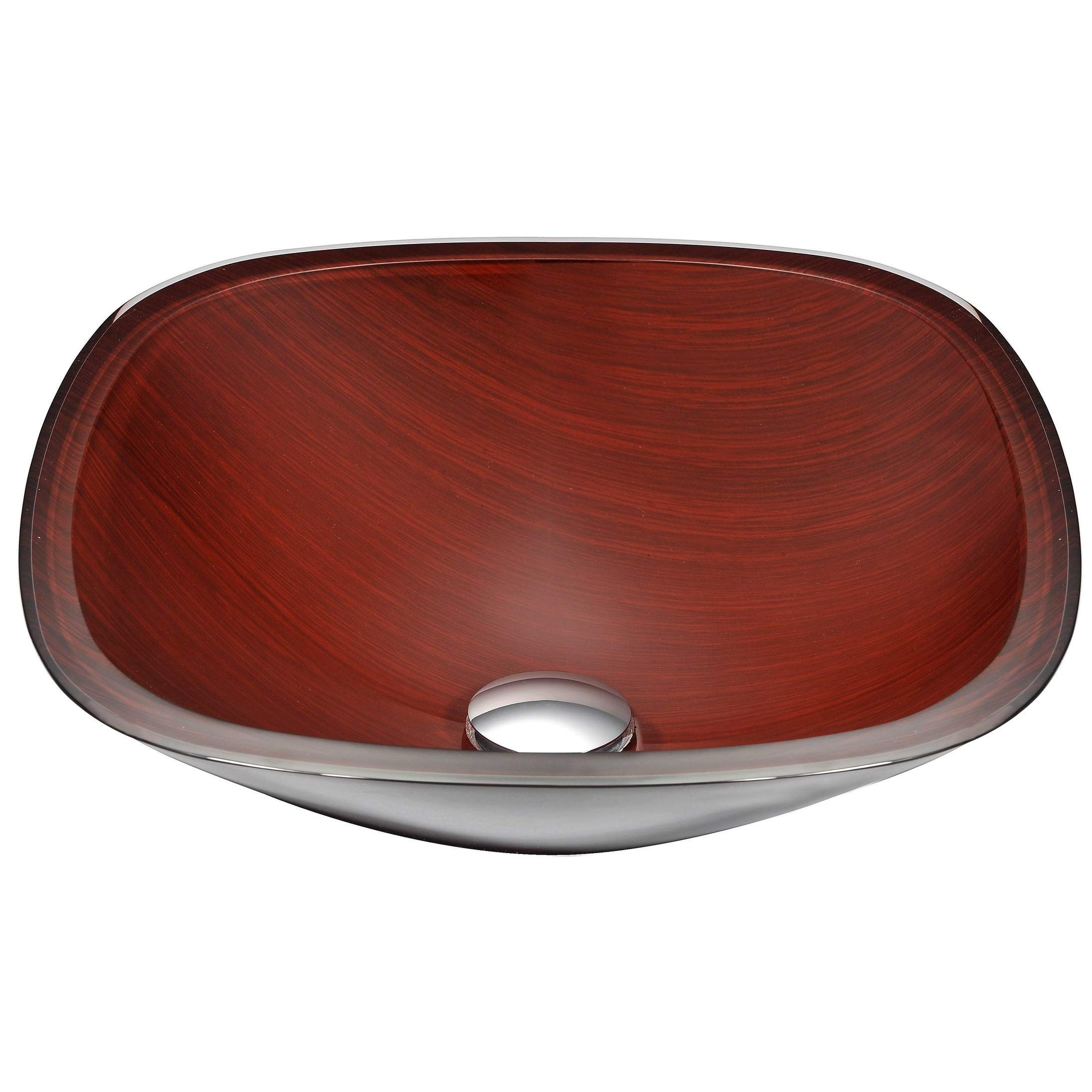 Deco-Glass Vessel Bathroom Sink in Rich Timber Brown - Modern Glass Vanity Basin for Bathroom & Powder Room - Perfect for Contemporary Home Decor