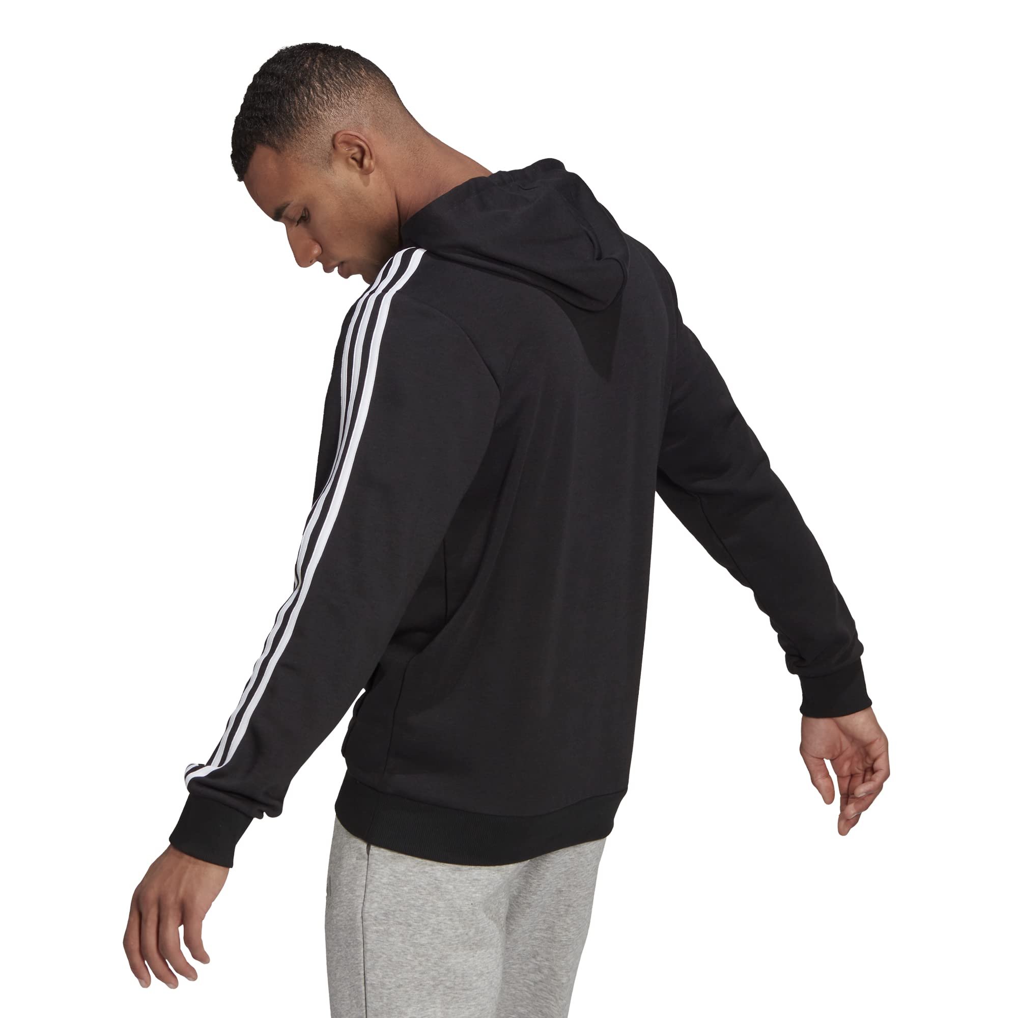 adidas Men's Essentials 3-Stripes French Terry Hoodie - Comfortable Pullover Sweatshirt for Casual Wear, Gym & Street Style | Athletic Fit Cotton Blend Hooded Sweater for Everyday Use