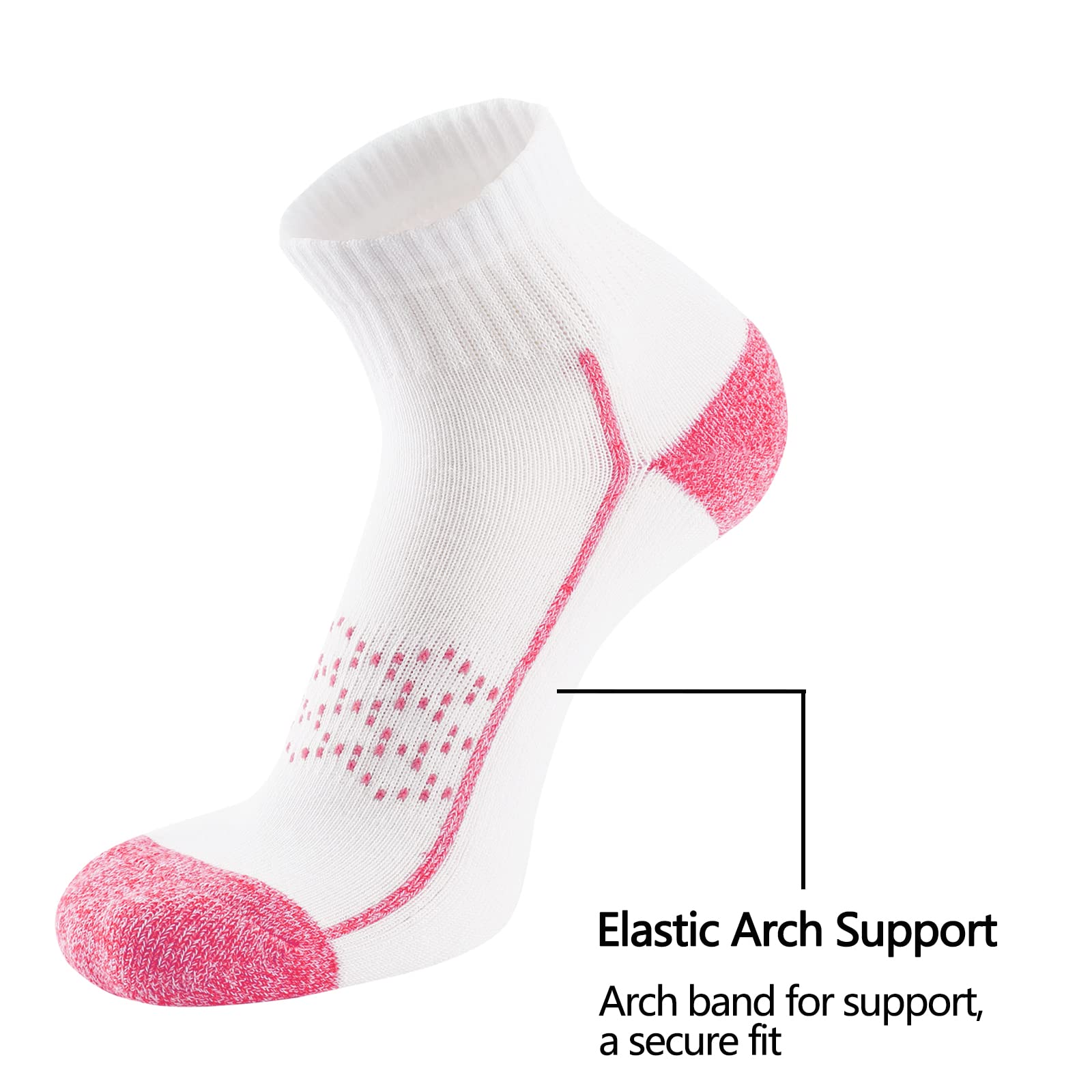 Hepsibah Women's Ankle Athletic Socks - 6 Pack Cotton Thick Cushioned Low Cut Running Socks for Workout, Jogging & Everyday Comfort